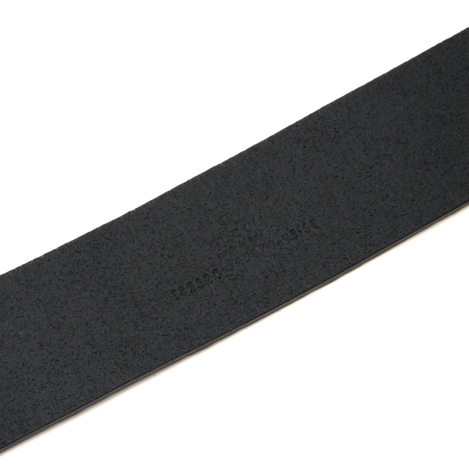 Gucci Black Logo Embossed Leather Belt - size 95