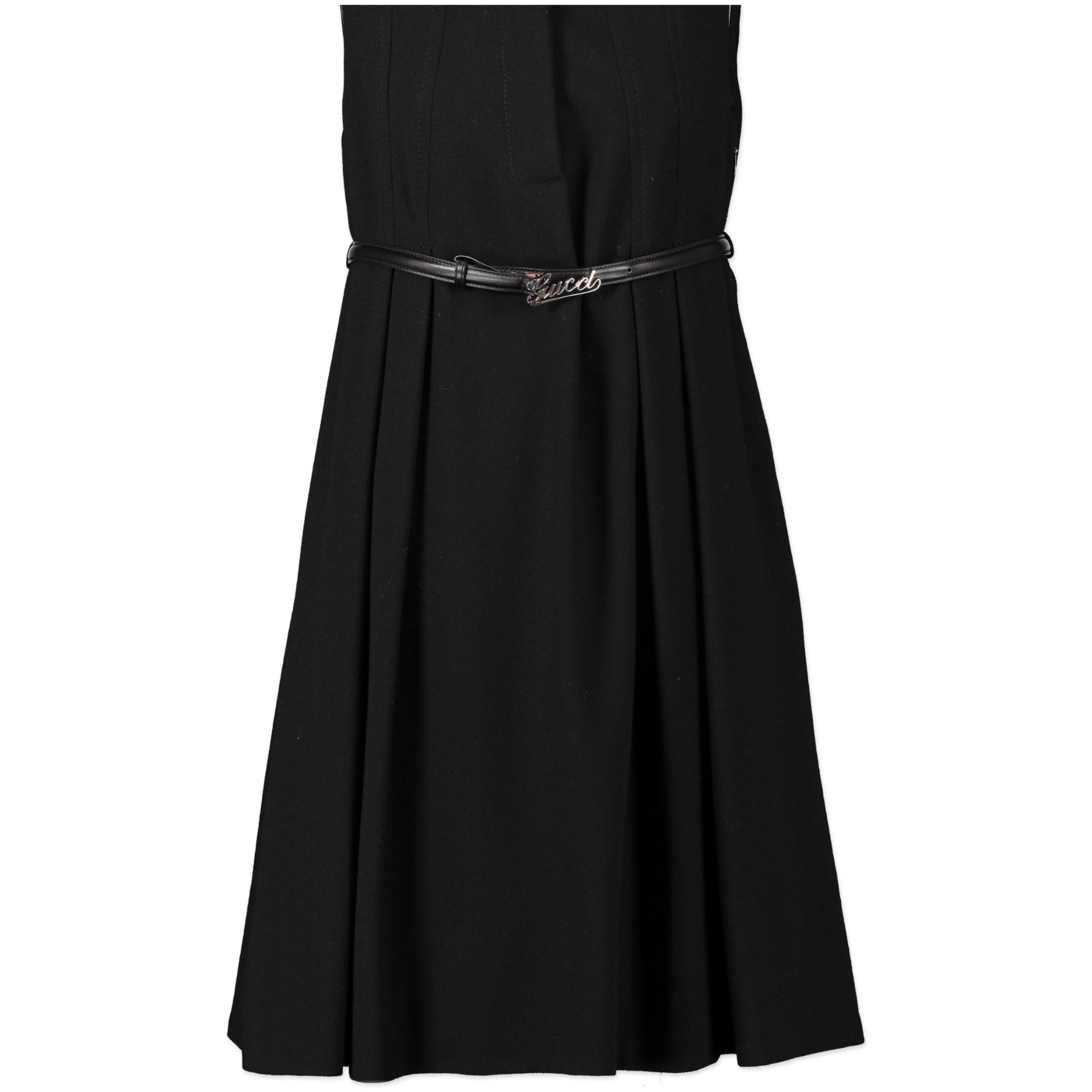 Are you looking fo ran authentic Gucci Black Wool Belt Midi Dress - IT38