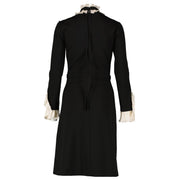 Gucci Black Long-Sleeve Contrasting Ruffle Crepe Dress