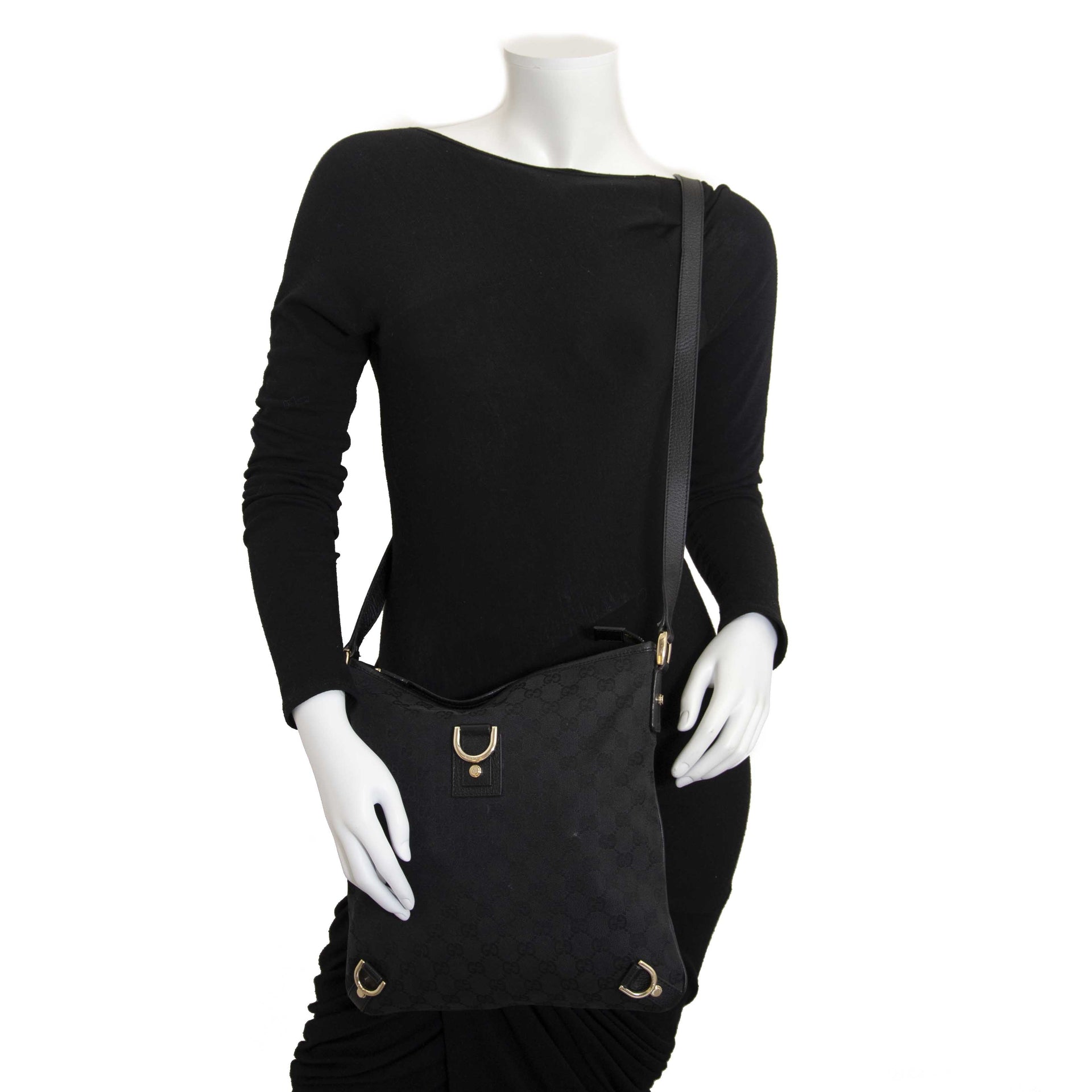 Gucci Black Monogram Shoulder Bag