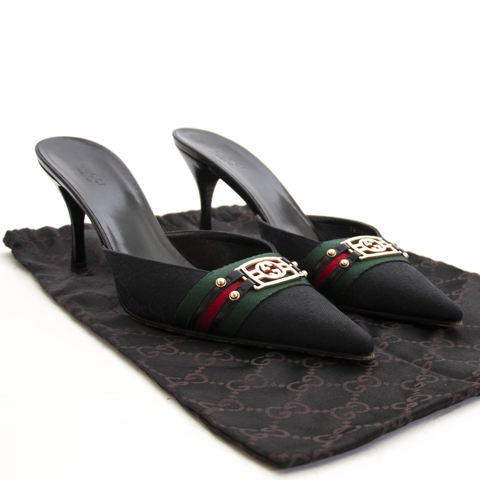 Gucci Black Monogram Mules - size 40