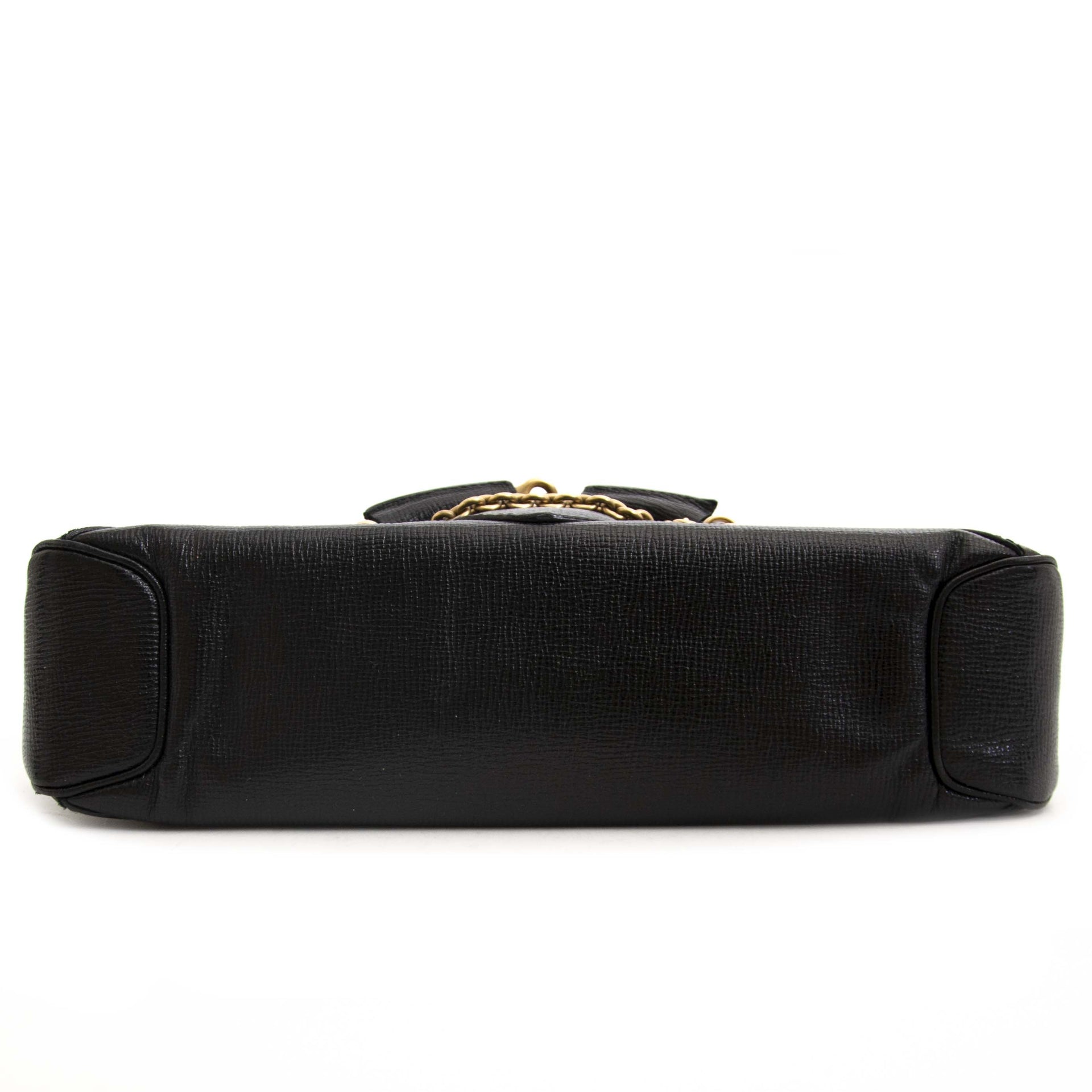 Gucci zwarte lederen horsebit schouder tas nu te koop bij labellov vintage mode webshop belgië