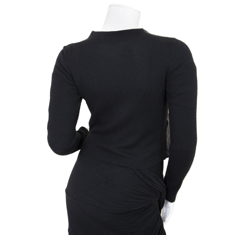 Authentiek Gucci Black Leather and Fabric Shirt - size 40 juiste prijs veilig online winkelen