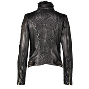 Gucci Black Leather Jacket with Detachable Fur Collar - size XS