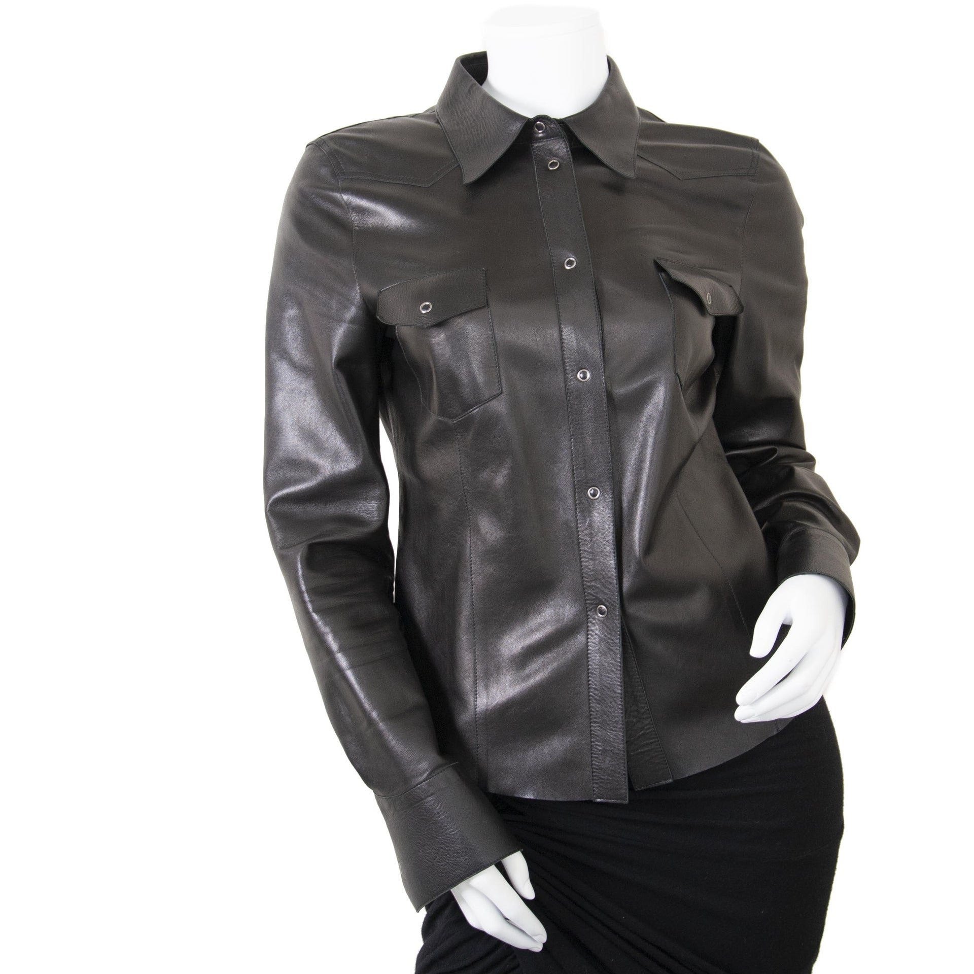 Gucci Black Leather Shirt - size 44