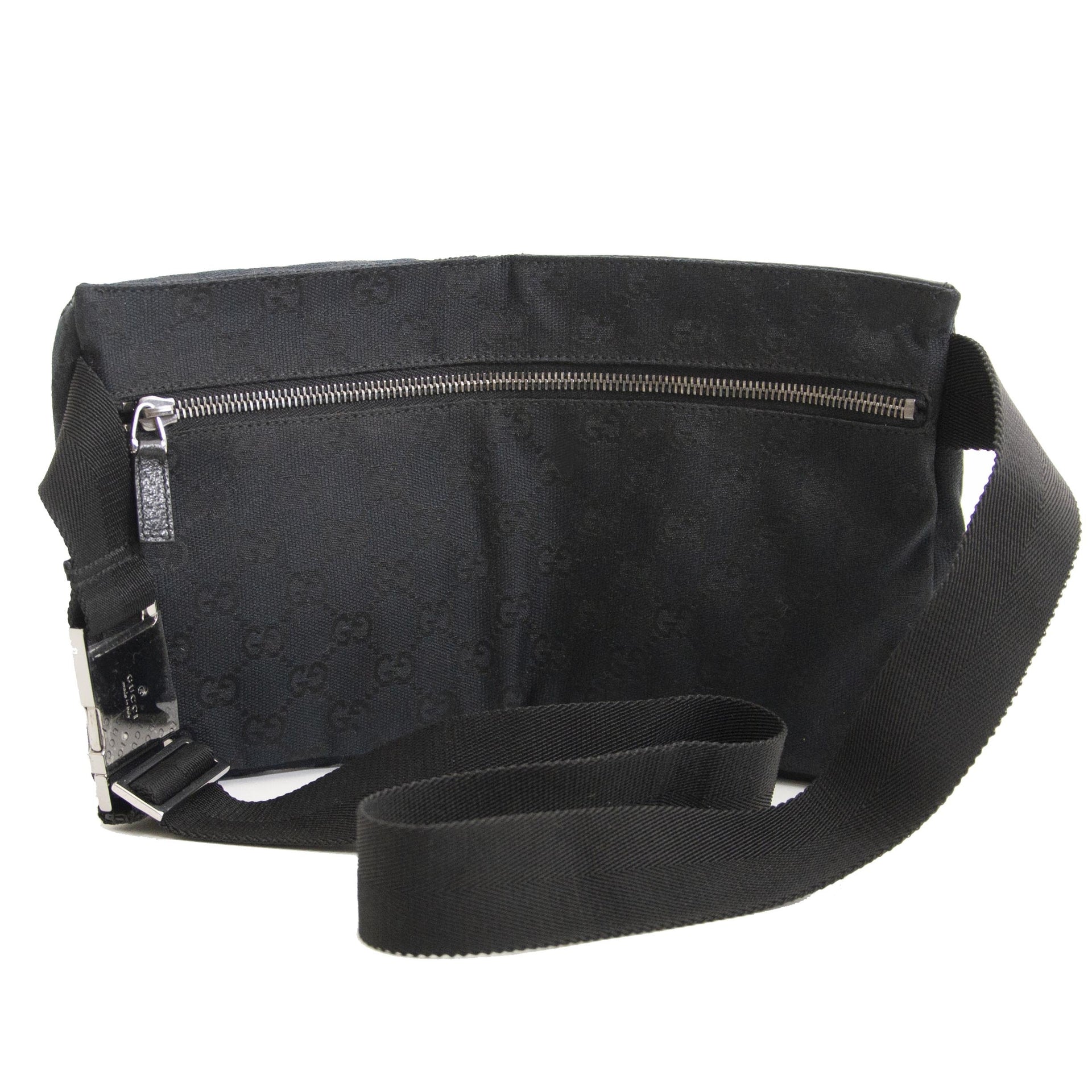 Gucci Black Monogram Belt Bag now for sale at labellov vintage fashion webshop belgium