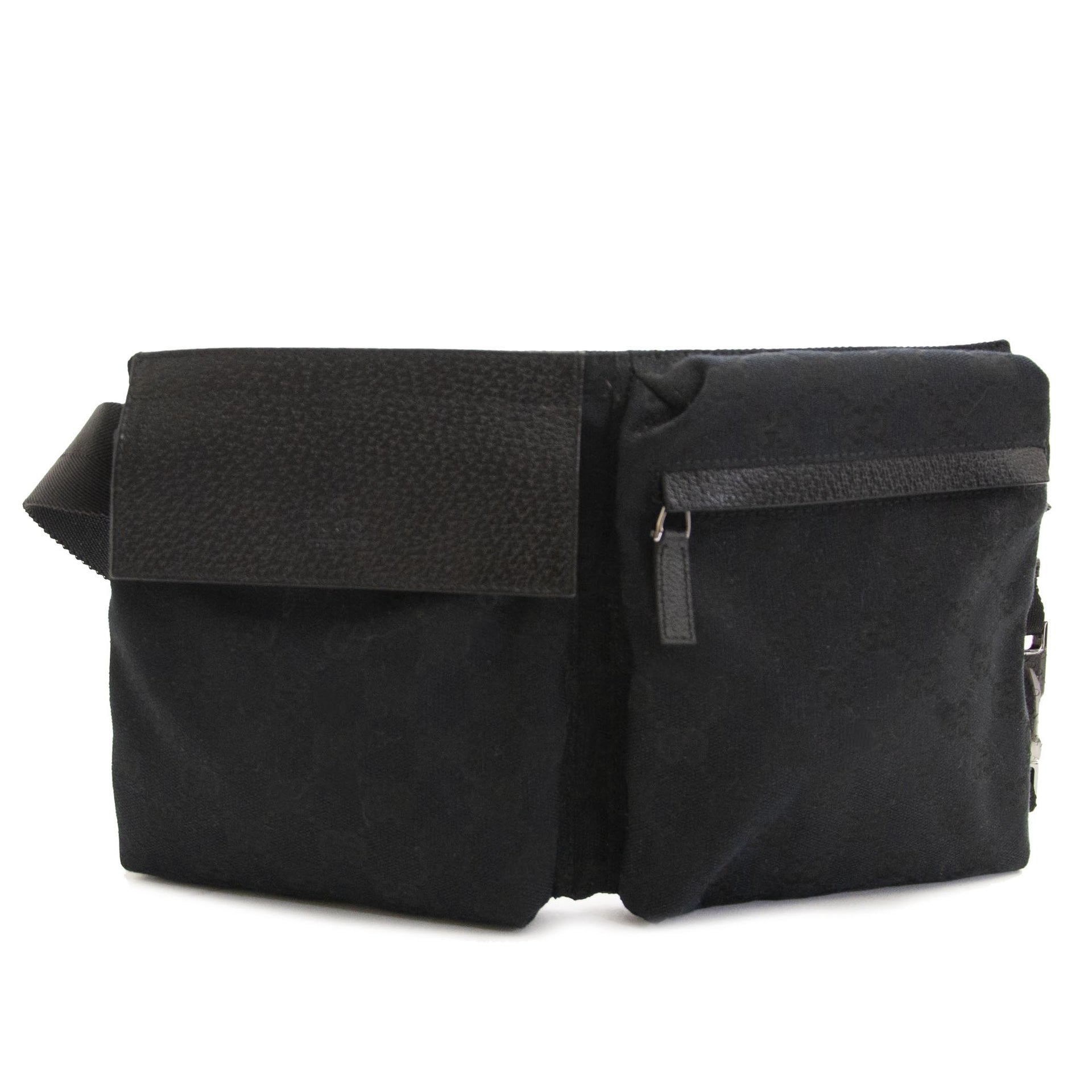 Gucci Black Monogram Belt Bag now for sale at labellov vintage fashion webshop belgium