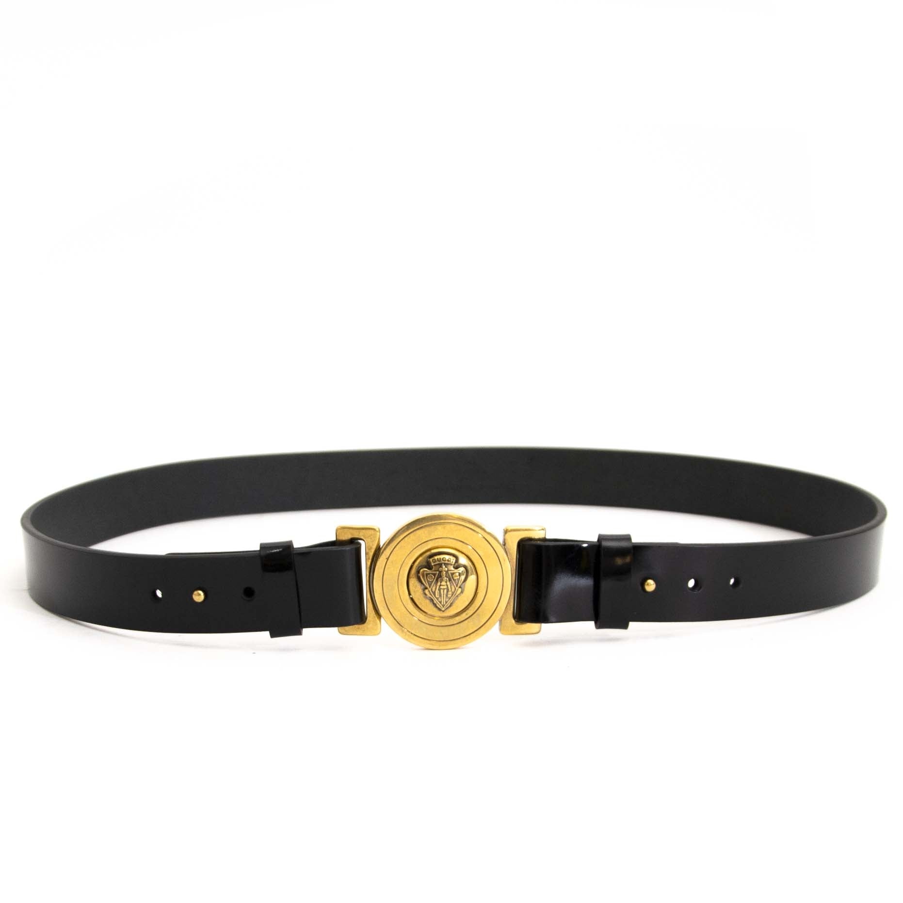 Gucci Black Patent Belt - Size 85 for sale online at labellov secondhand