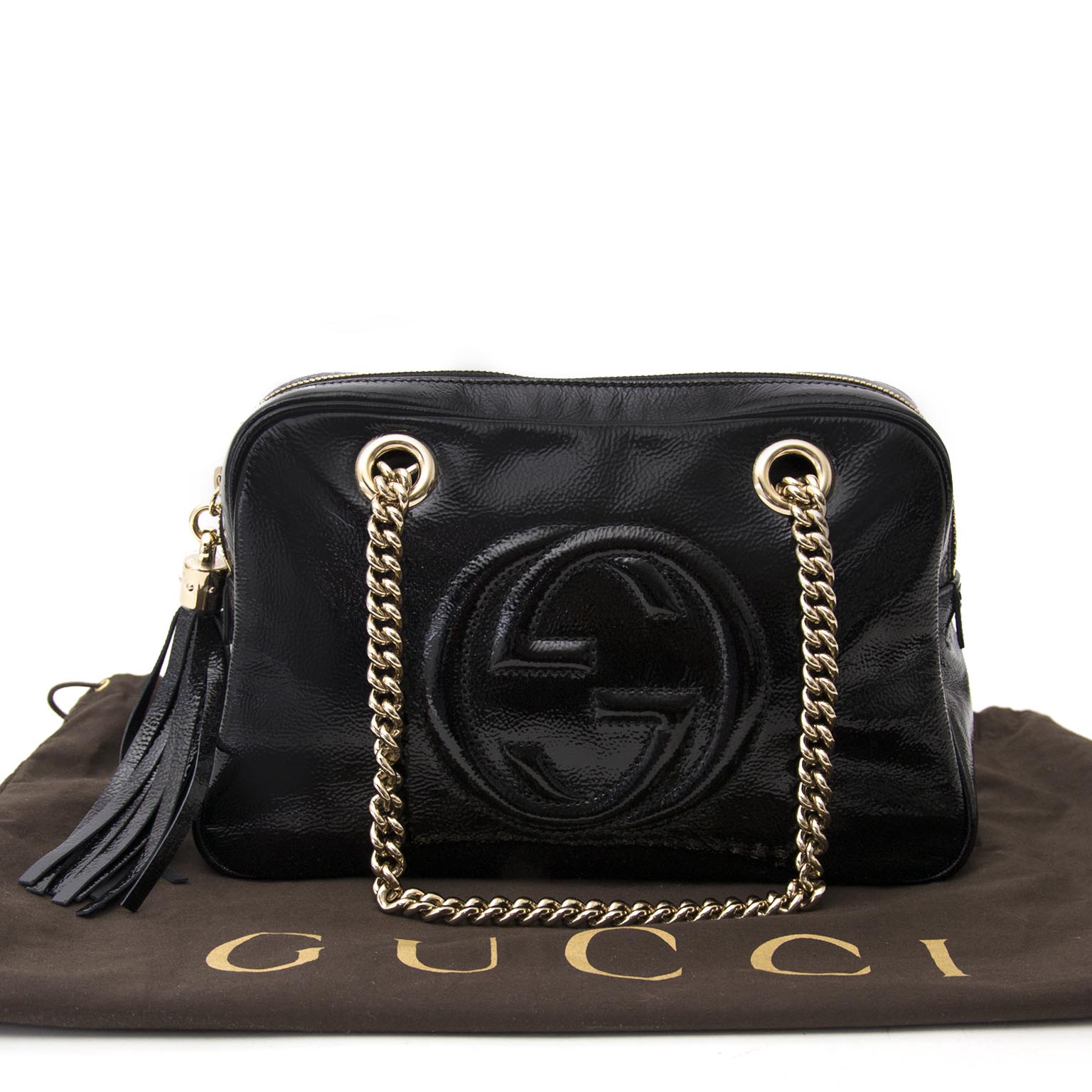 Gucci Patent Leather Disco Soho Chain Bag for sale