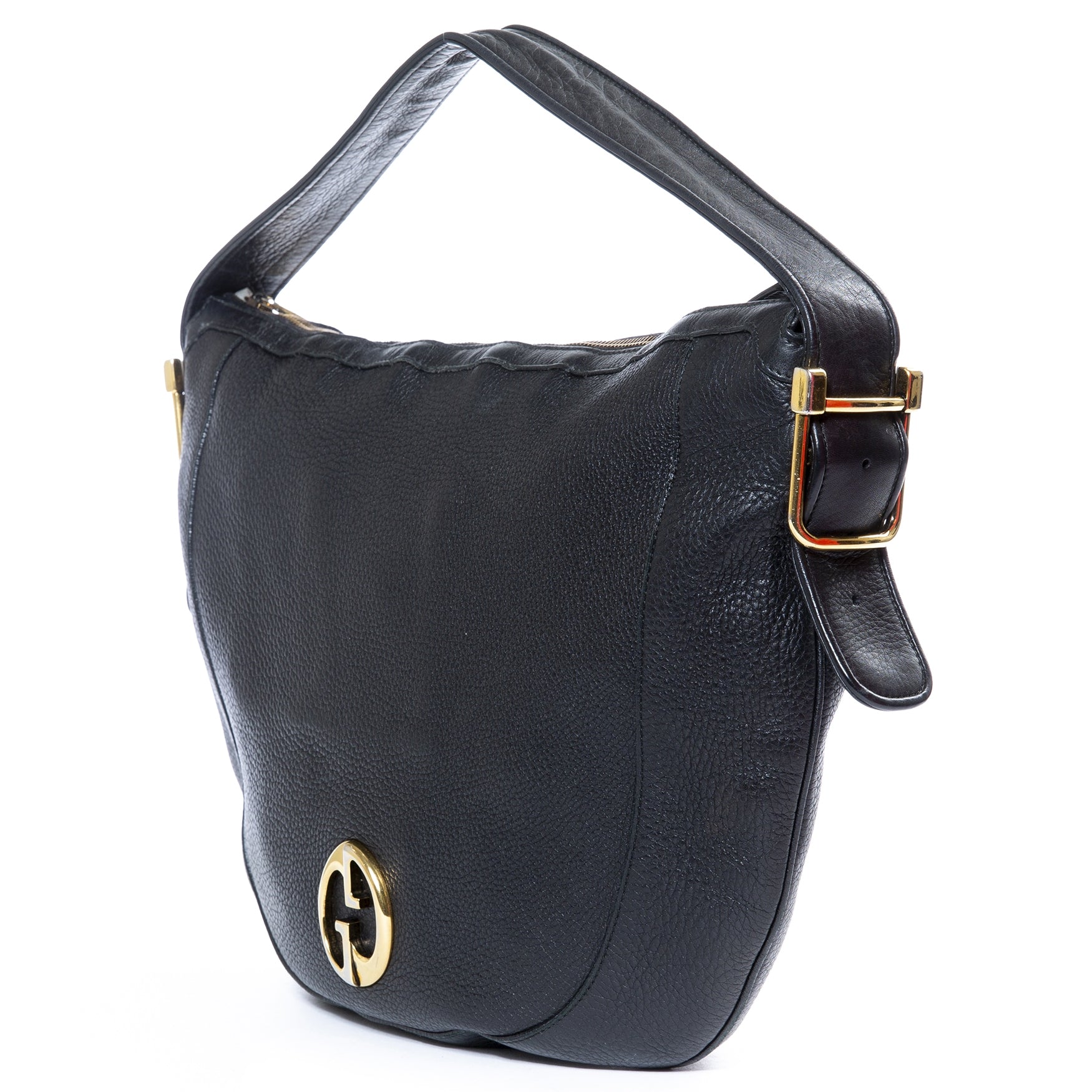 gucci black leather shoulder bag now for sale at labellov vintage fashion webshop belgium