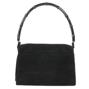 Gucci Black Suede Bamboo Shoulder Bag available at Labellov secondhand luxury in Antwerp