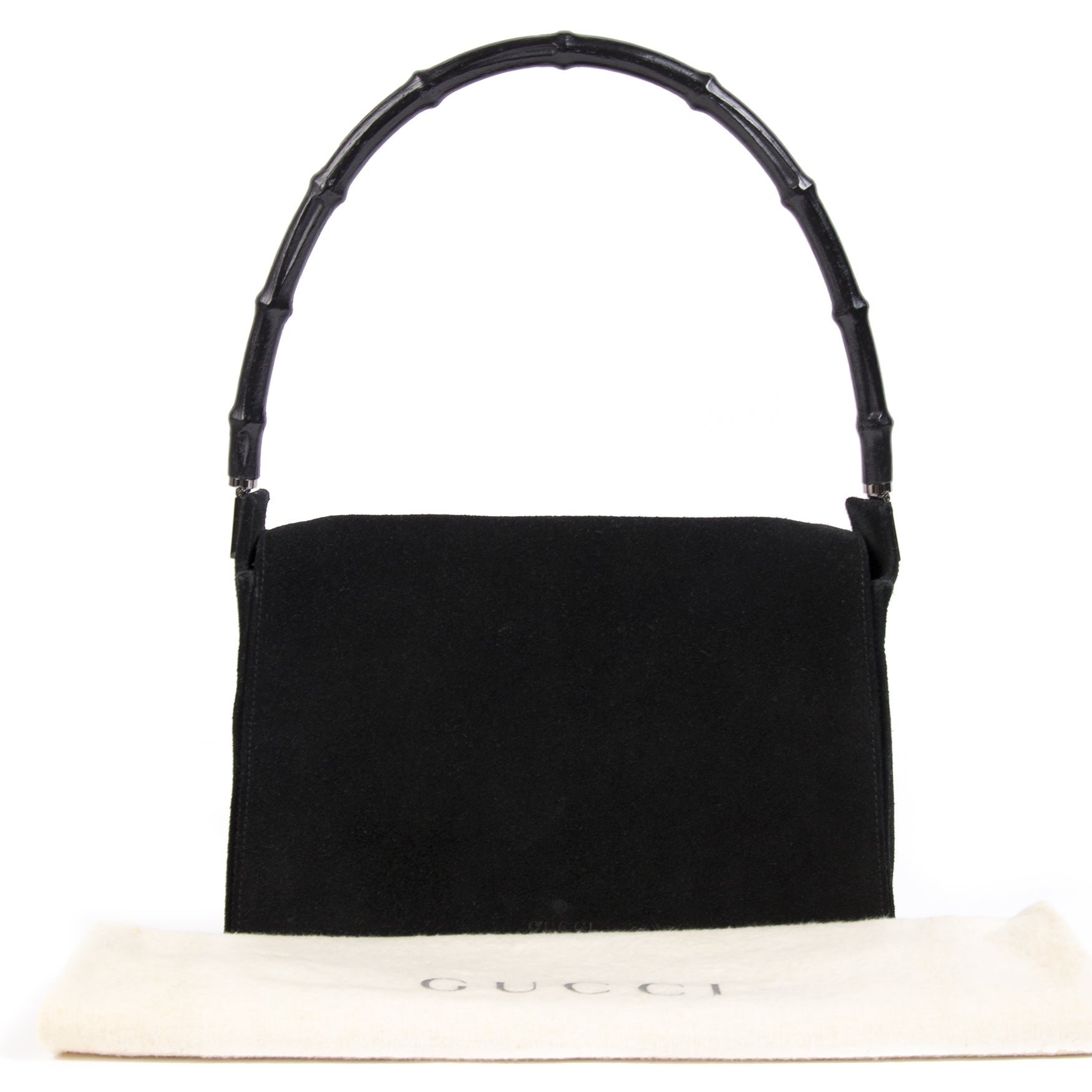 Gucci Black Suede Bamboo Shoulder Bag kopen en verkopen aan de beste prijs