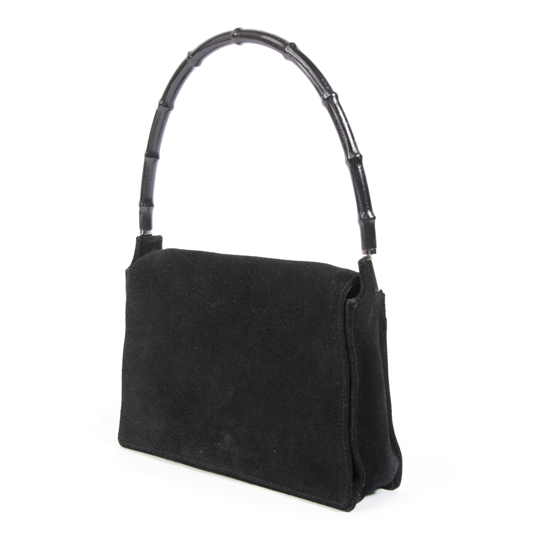 We buy and sell your 100% authentic Gucci Black Suede Bamboo Shoulder Bag for the best price