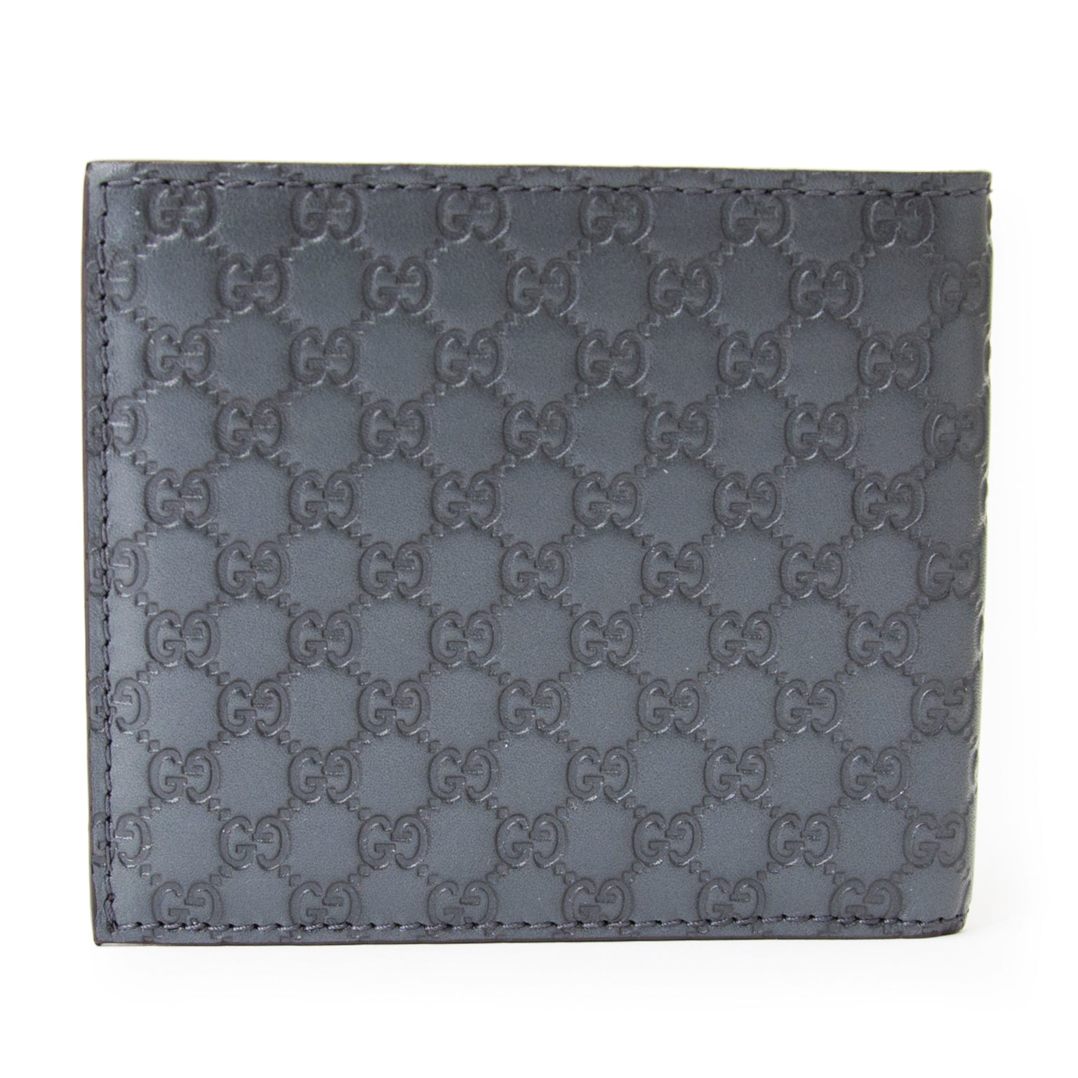 Gucci Blue Grey Bi-Fold Guccissima Wallet voor de beste prijs bij Labellov luxury designer vintage Antwerpen