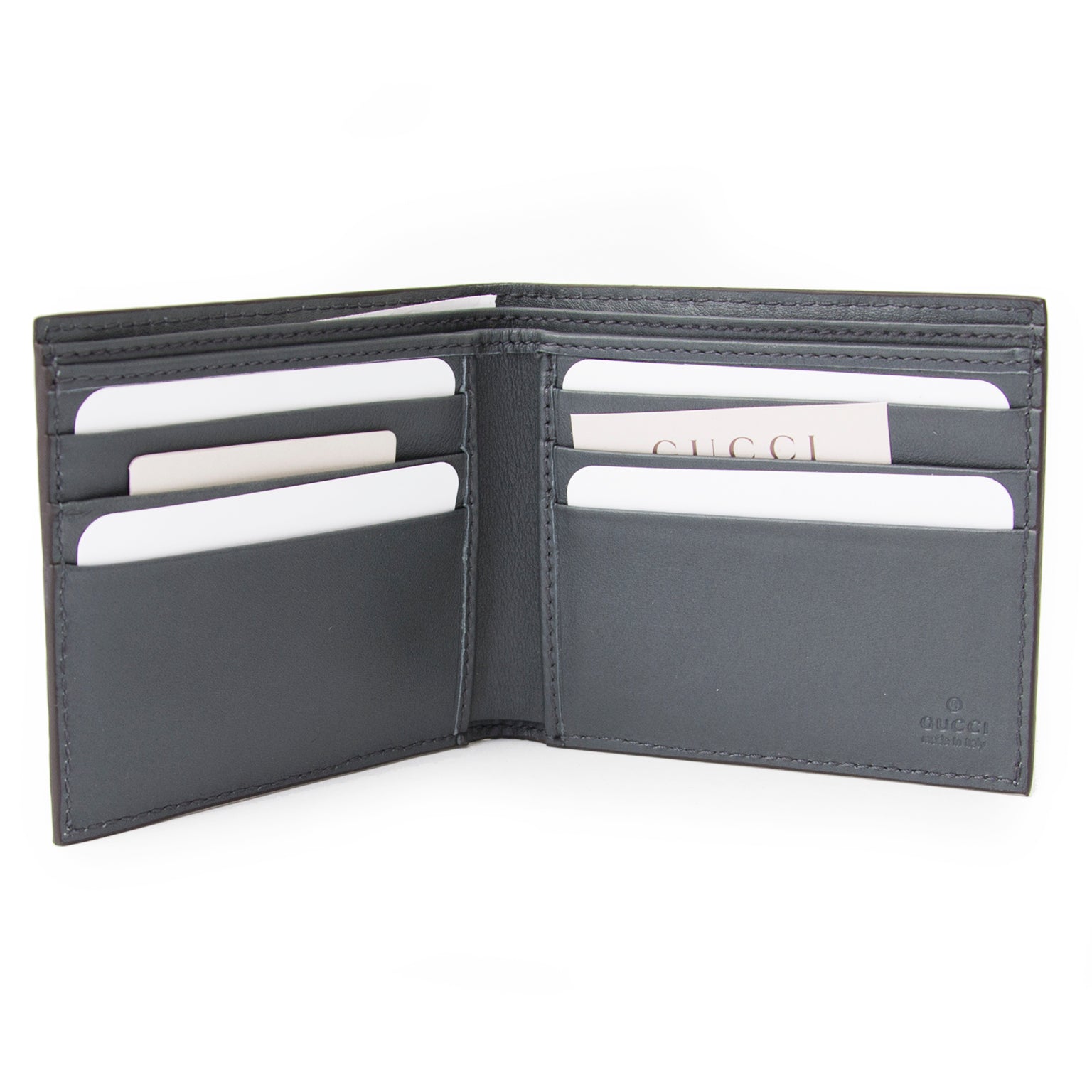100% authentique Gucci Blue Grey Bi-Fold Guccissima portefeuille pour le meilleur prix