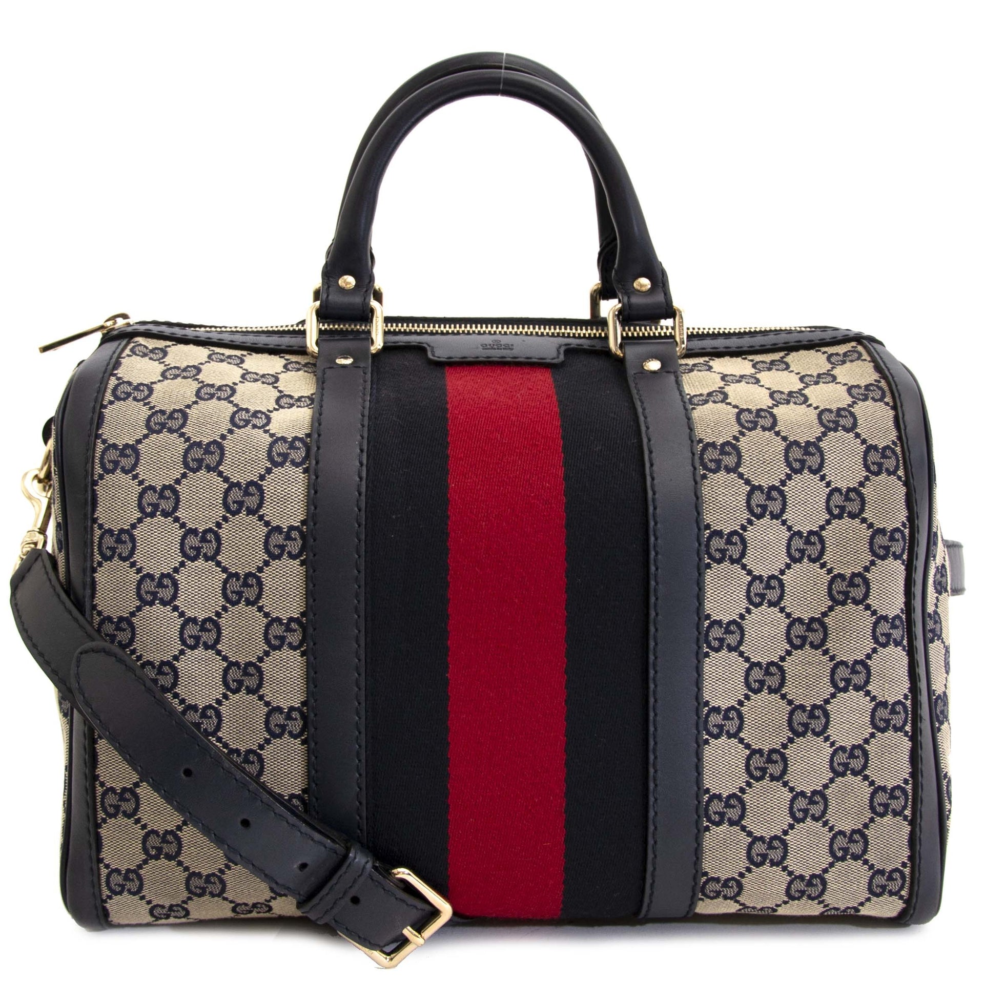 Gucci Vintage Web Original GG Boston Bag for sale at Labellov secondhand luxury