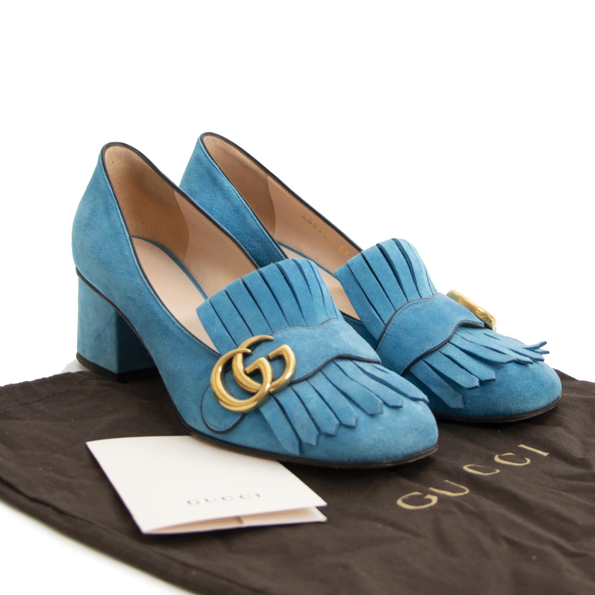 shop safe online your secondhand Gucci Marmont Suede Turuoise Pups - size 37