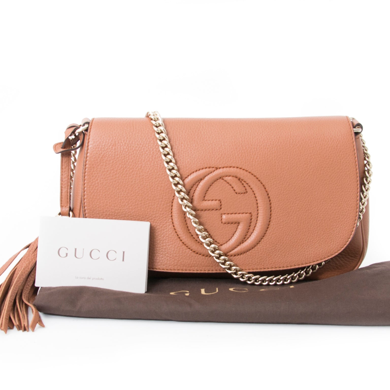 Buy authentic Gucci Soho Cognac Shoulder Bag at the right price at LabelLOV vintage webshop. Luxe, vintage, fashion. Safe and secure online shopping. Antwerp, Belgium.