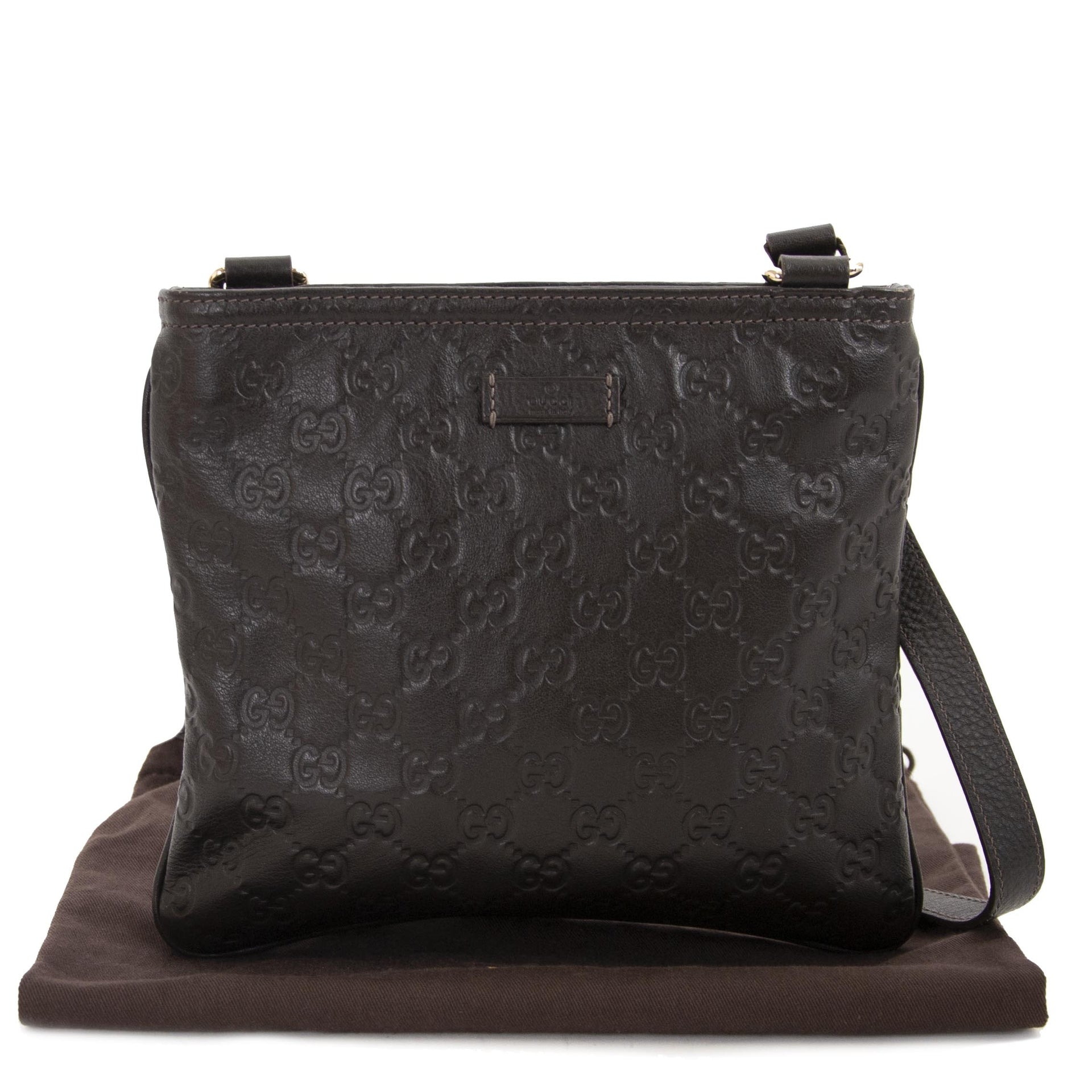 Gucci Brown Monogram Embossed Crossbody Bag
