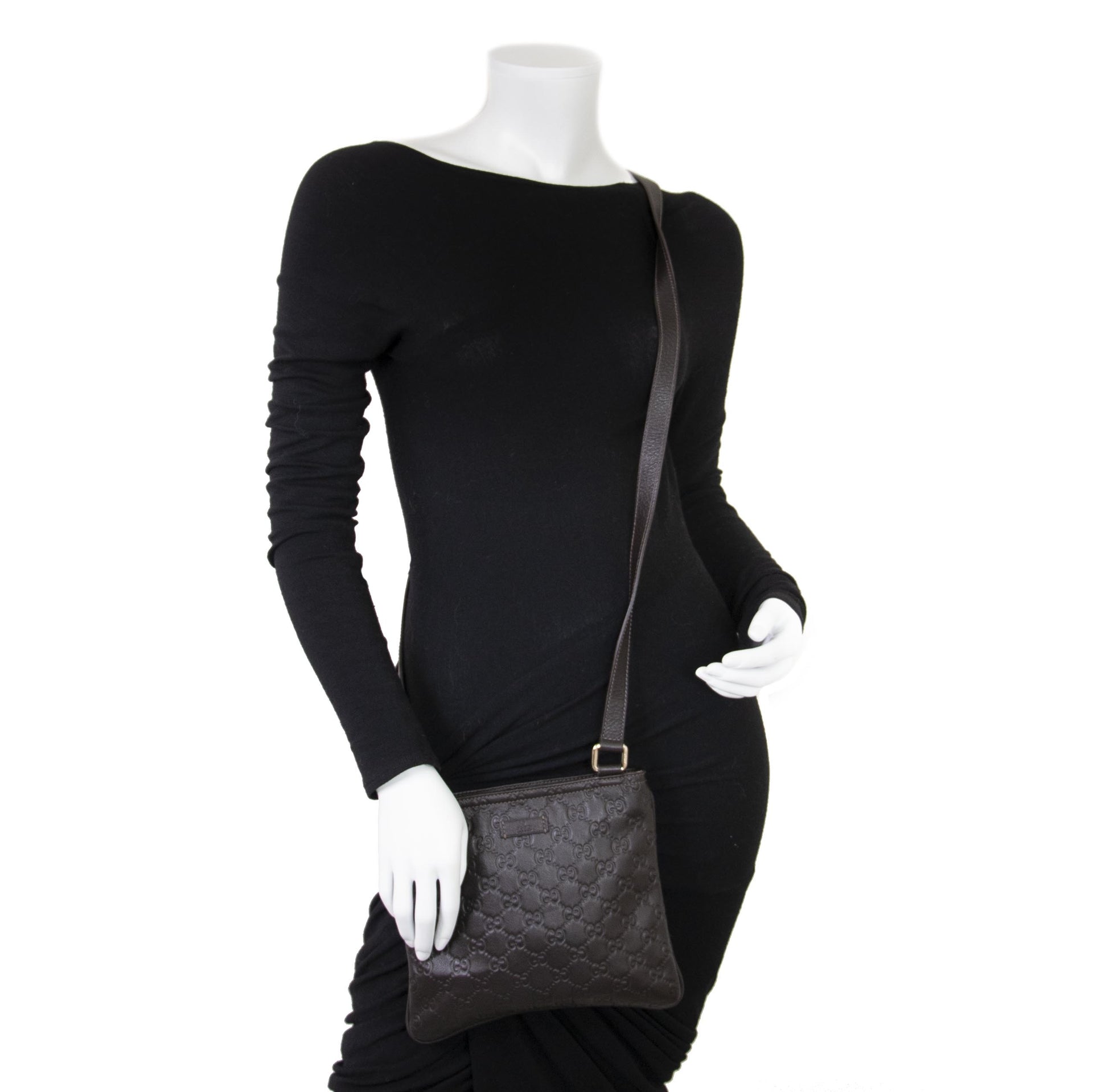 Gucci Brown Monogram Embossed Crossbody Bag for the best price at Labellov