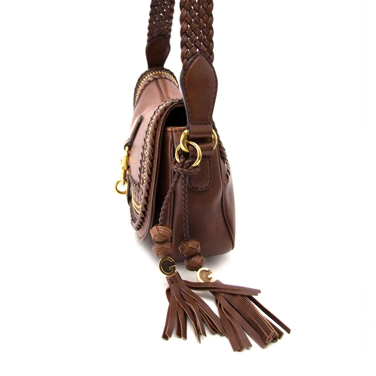 Achetez un authentique Gucci brown Braided sac à main pour le bon prix chez LabelLOV.