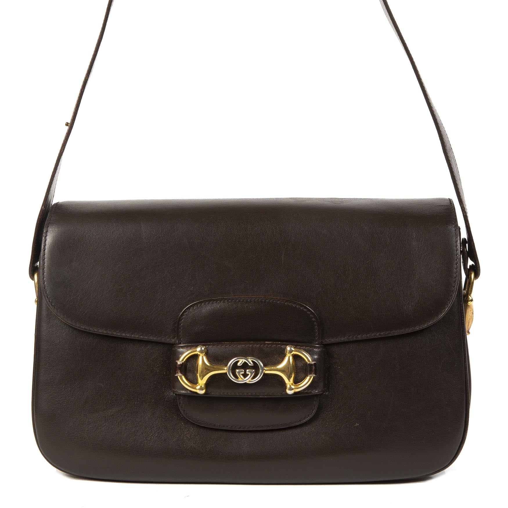 Gucci Vintage Dark Brown Leather Zumi Flap Bag