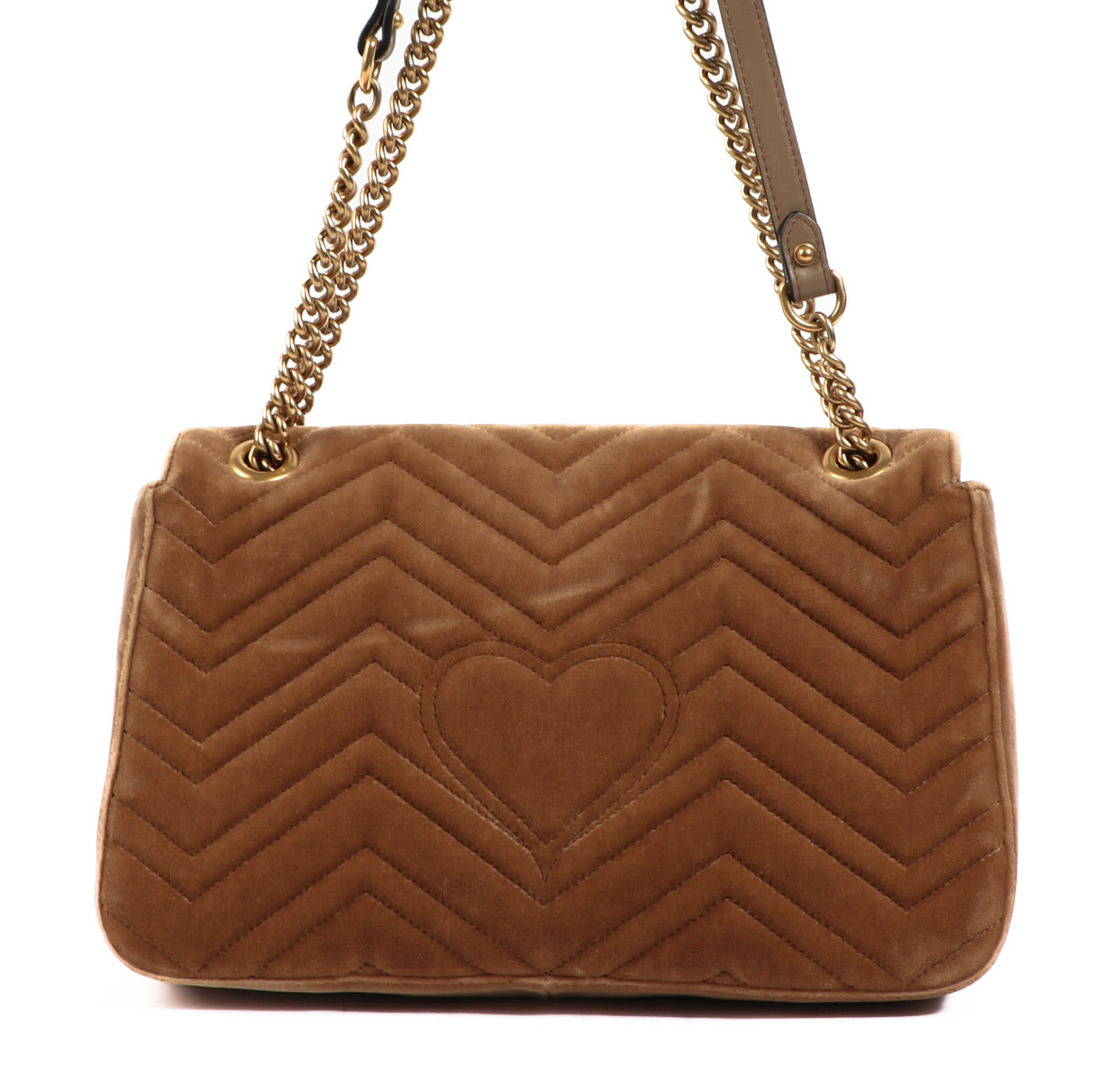 Gucci GG Marmont Taupe Velvet Medium Shoulder Bag for the best price at Labellov
