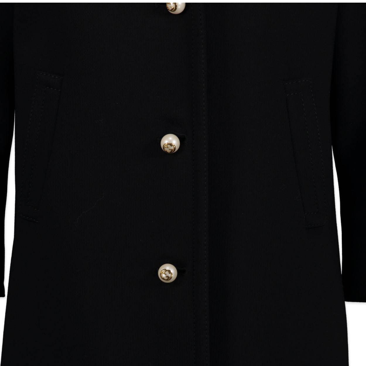 Gucci White Pearl Button Black Coat - Size IT40