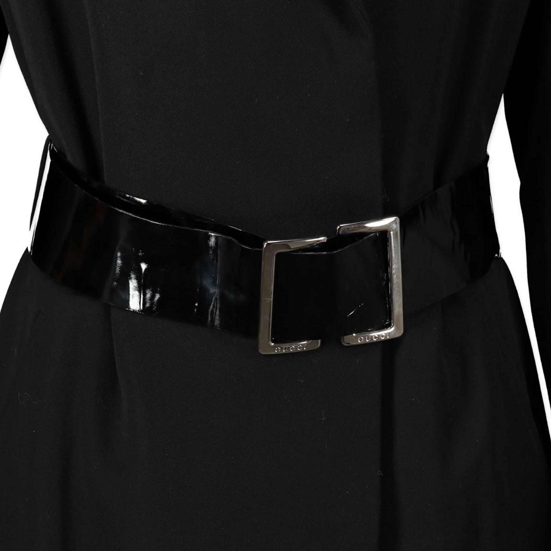 Gucci Black Wool Bland Single Breasted Long Coat - Size 42
