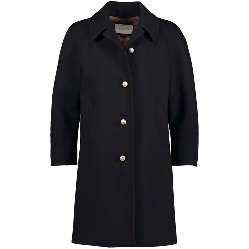 Gucci White Pearl Button Black Coat - Size IT40