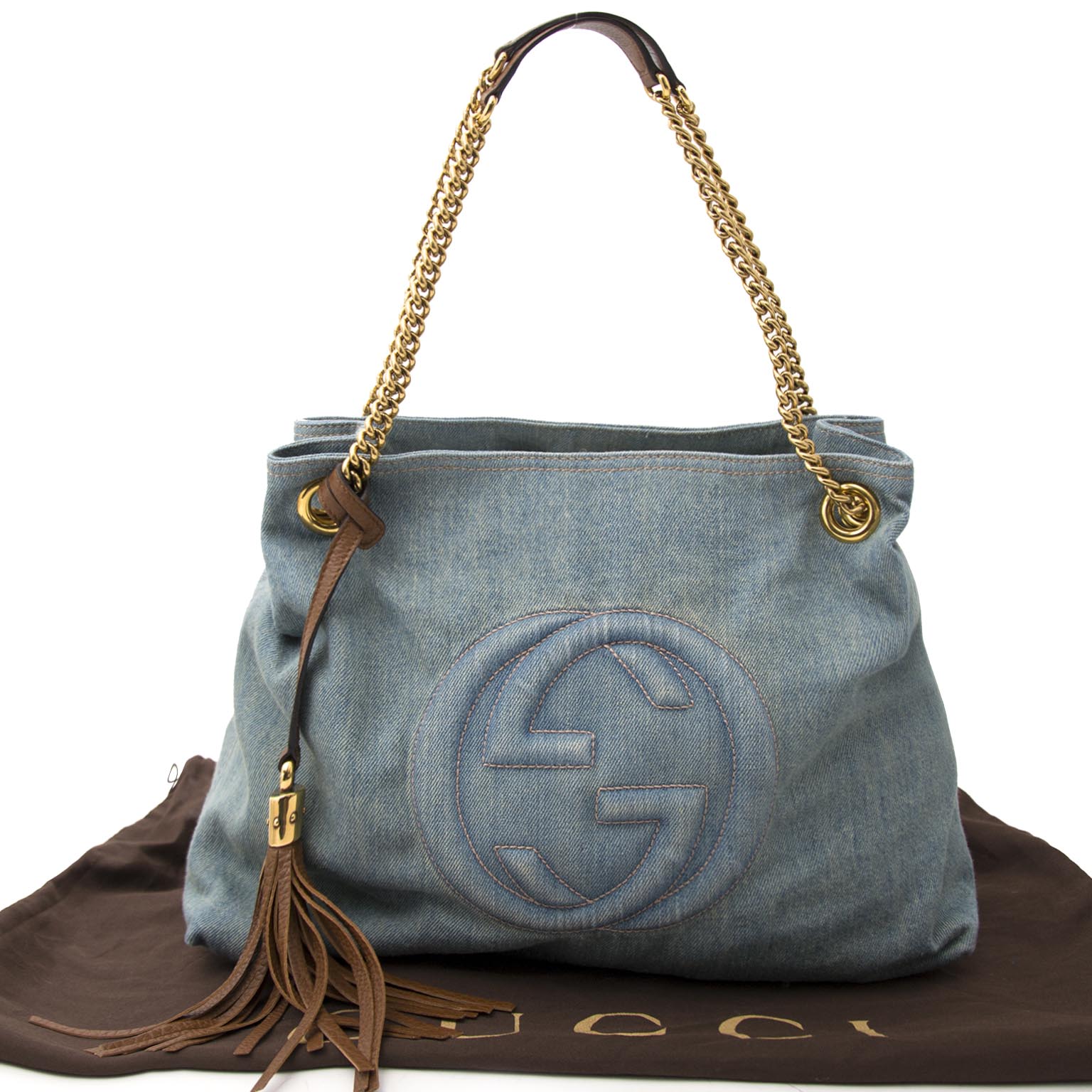 Achetez Gucci Soho Medium Blue Denim Tote pour le meilleur prix