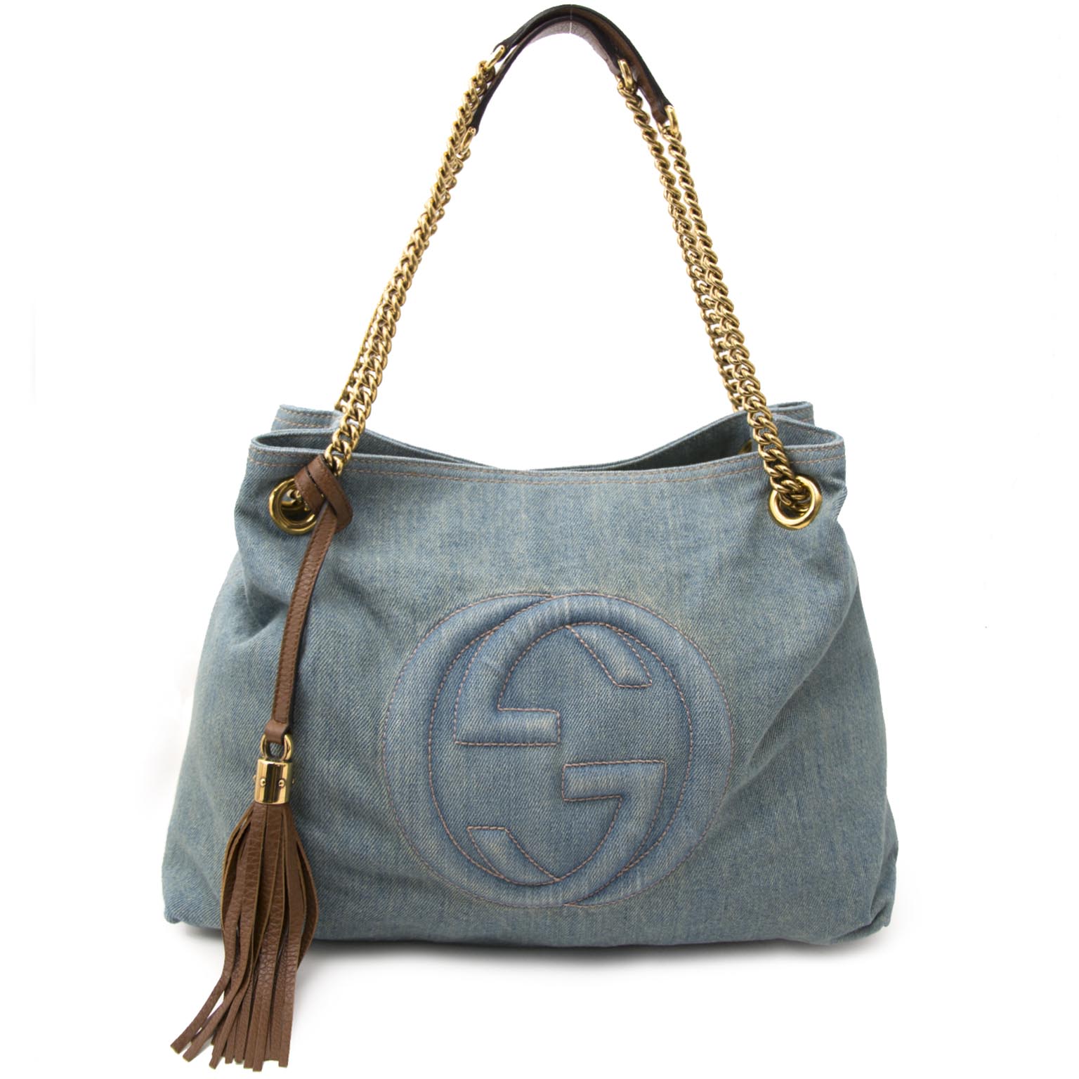 On Sale Gucci Soho Medium Blue Denim Tote
