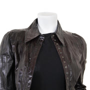 Gucci Brown Eel Leather Shirt - size IT40 for sale online at labellov secondhand luxury