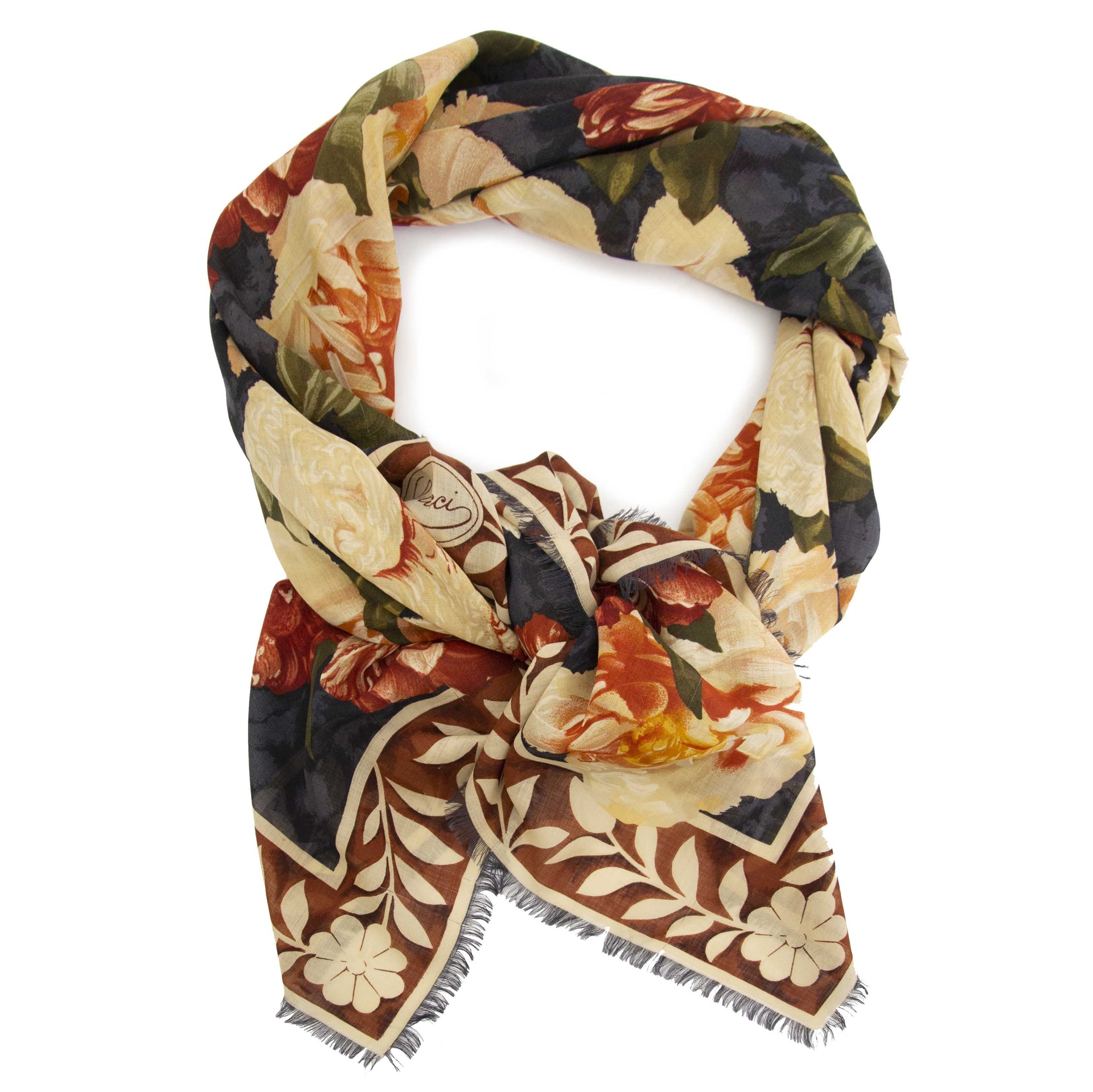 Gucci Floral Print Scarf Koop tweedehands vintage gucci sjaal shawl bloemenprint antwerpen belgië