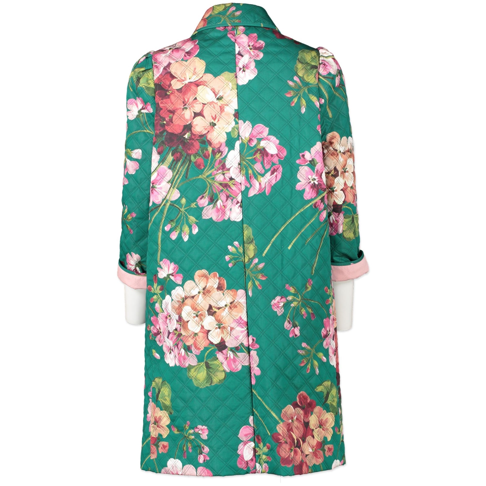 Gucci Quilted Jade Floral Blooms Print Coat - Size IT40