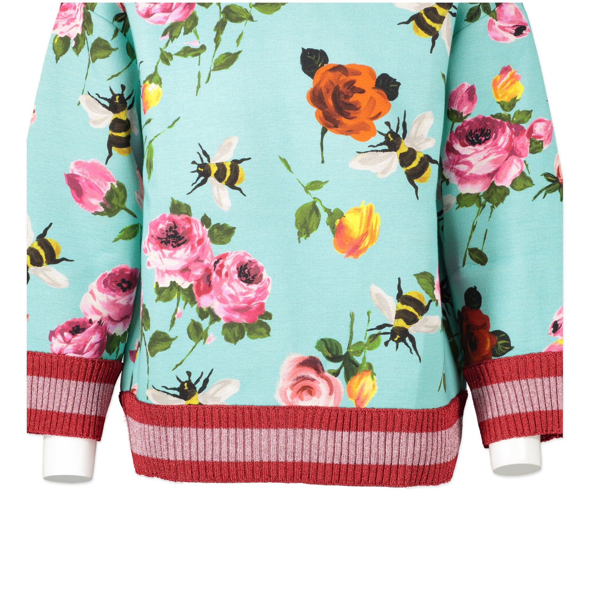 Gucci Blue Neoprene Bees & Roses Web Sweater - size S - for the best price at Labellov