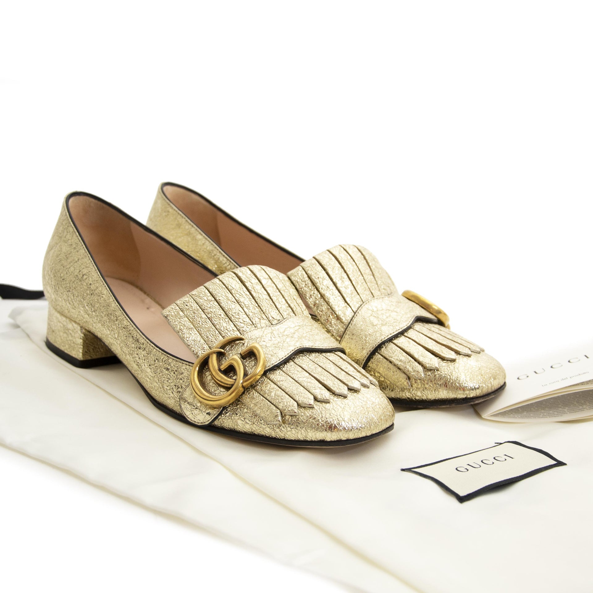 Gucci Marmont Gold Metallic Pumps - size 37 online tegen de beste prijs