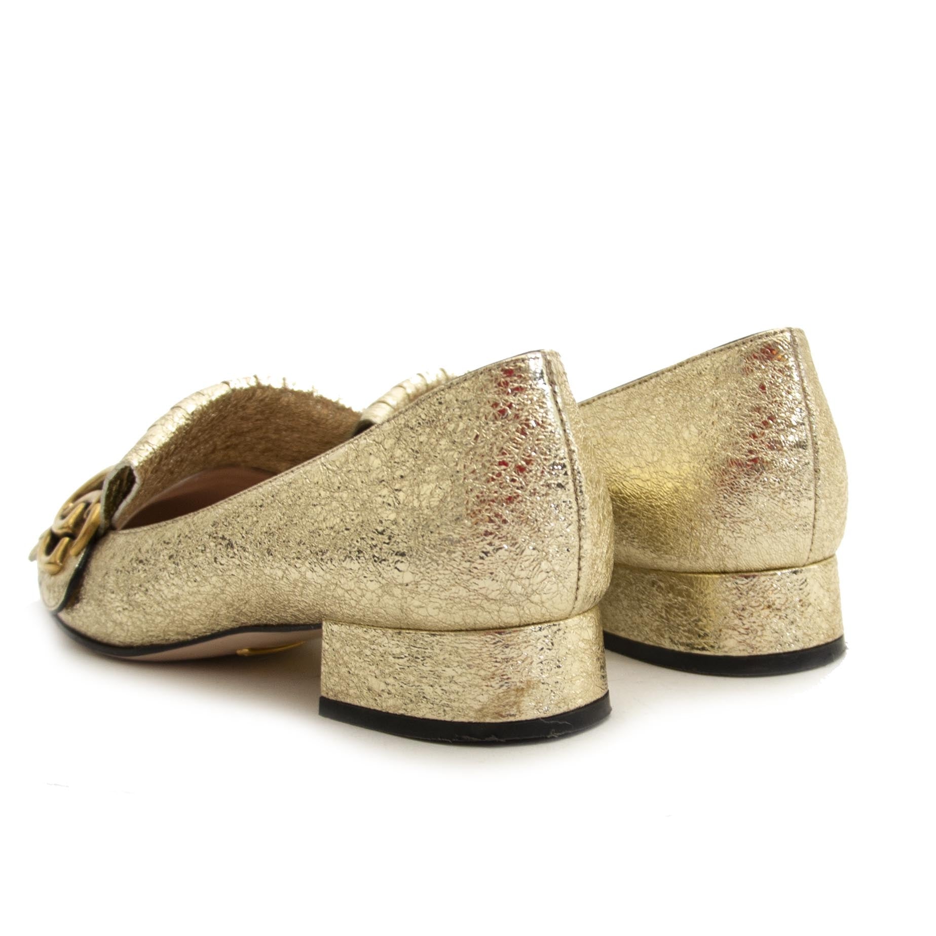 shop safe online secondhand Gucci Marmont Gold Metallic Pumps - size 37