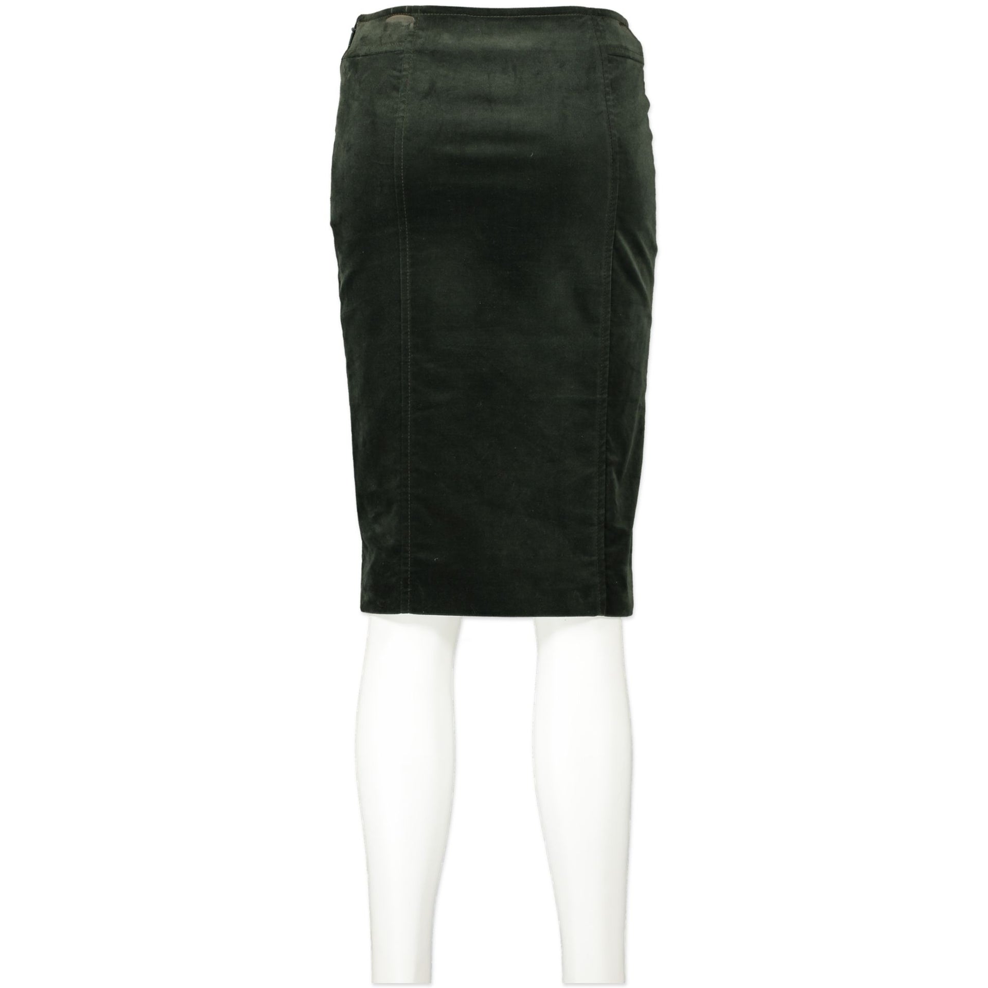 Gucci Forest Green Velvet Midi Pencil Skirt - IT 38