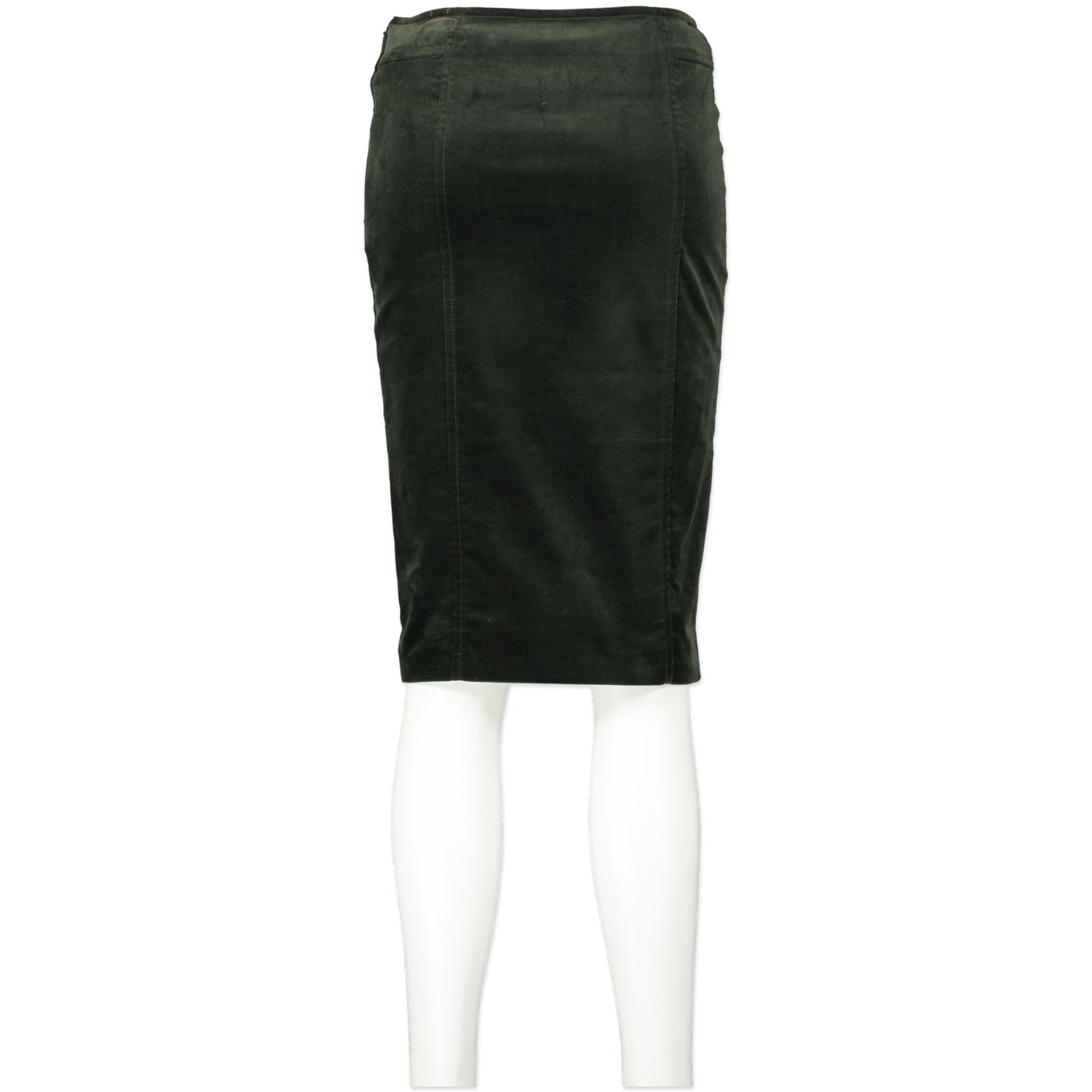 Gucci Forest Green Velvet Midi Pencil Skirt - IT 38