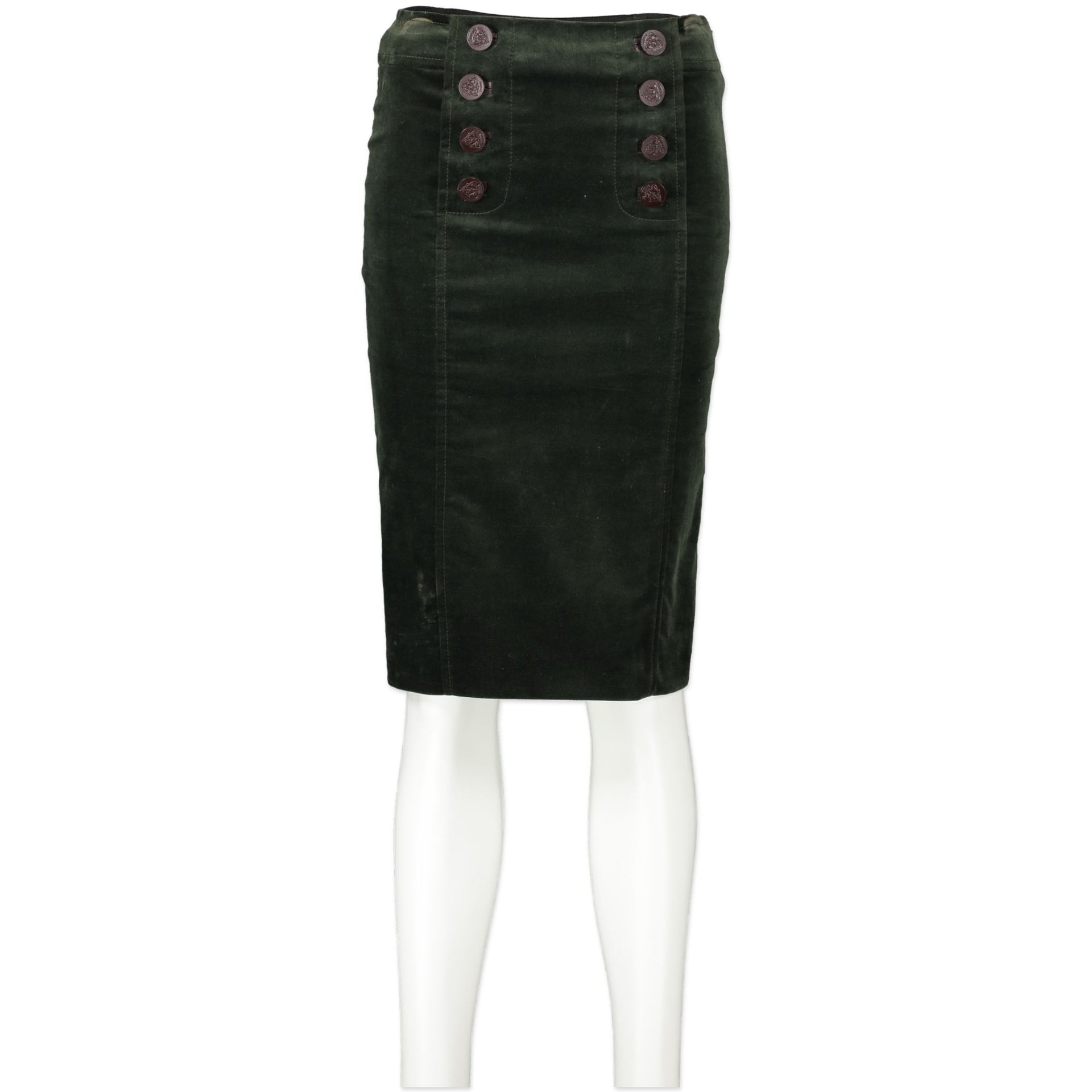 Gucci Forest Green Velvet Midi Pencil Skirt - IT 38