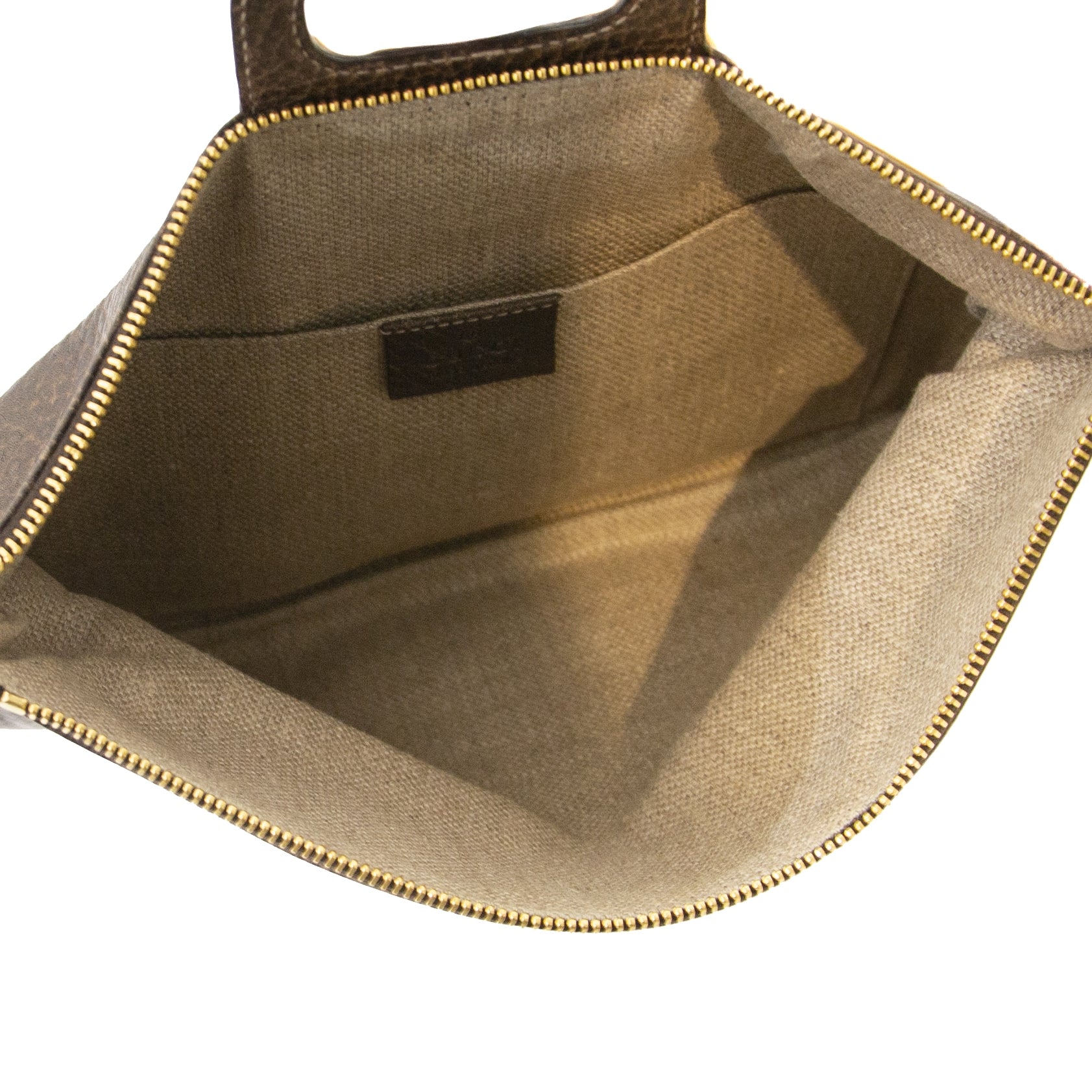 Pochette en cuir marron Gucci avec rabat en bambou