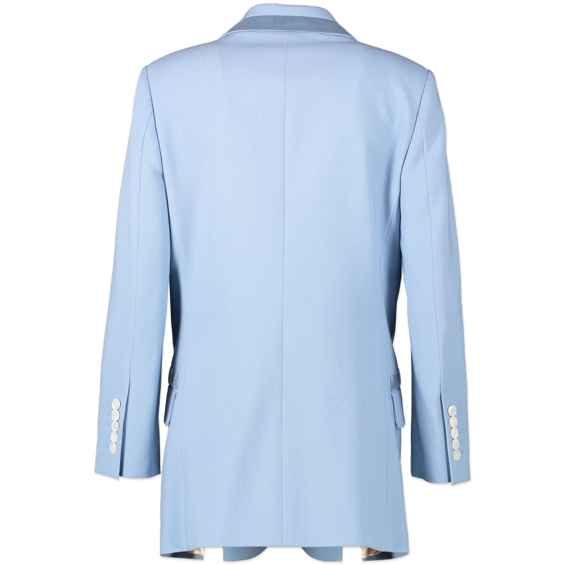 Gucci Blue Velvet Trimmed Wool Blazer - IT 40