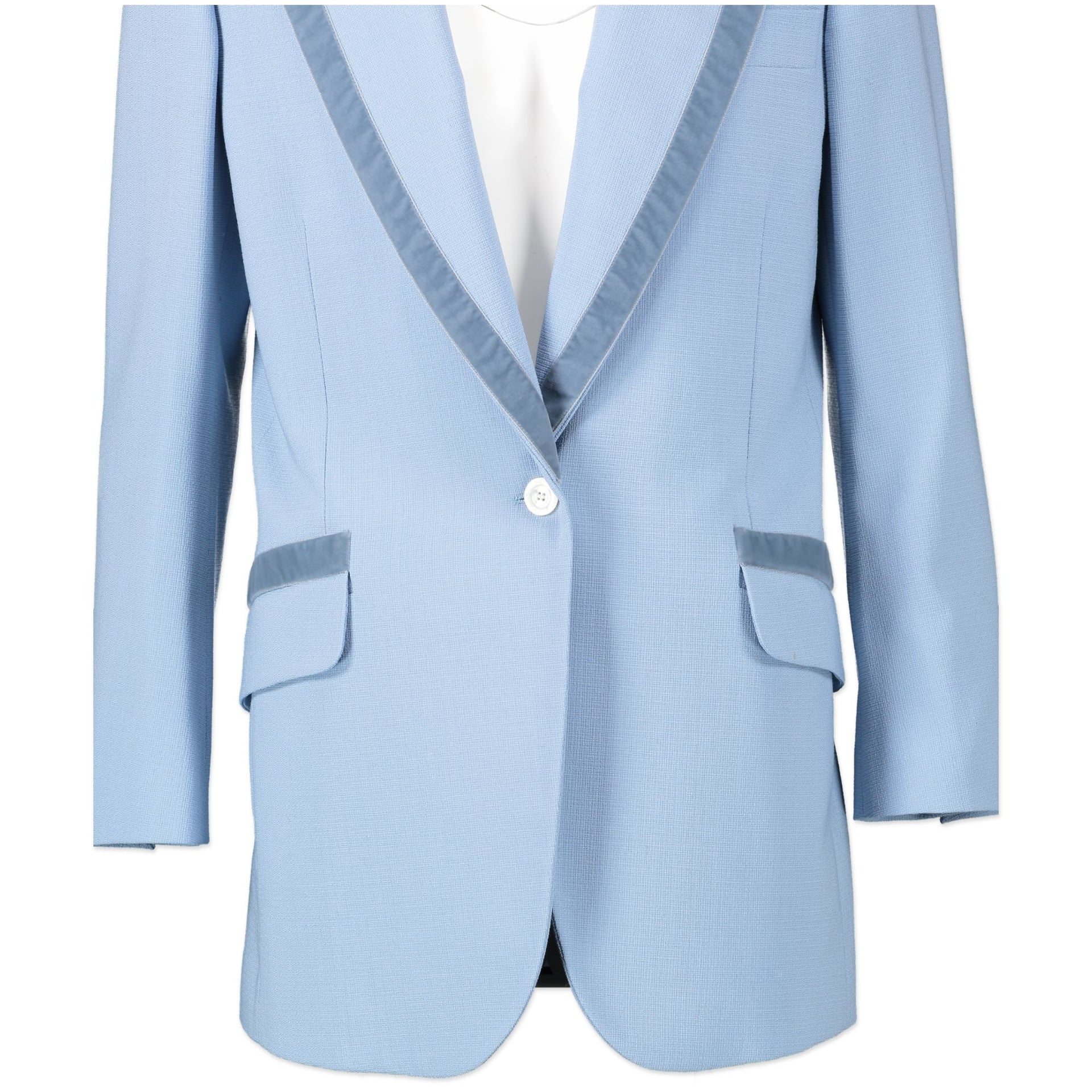 Gucci Blue Velvet Trimmed Wool Blazer - IT 40
