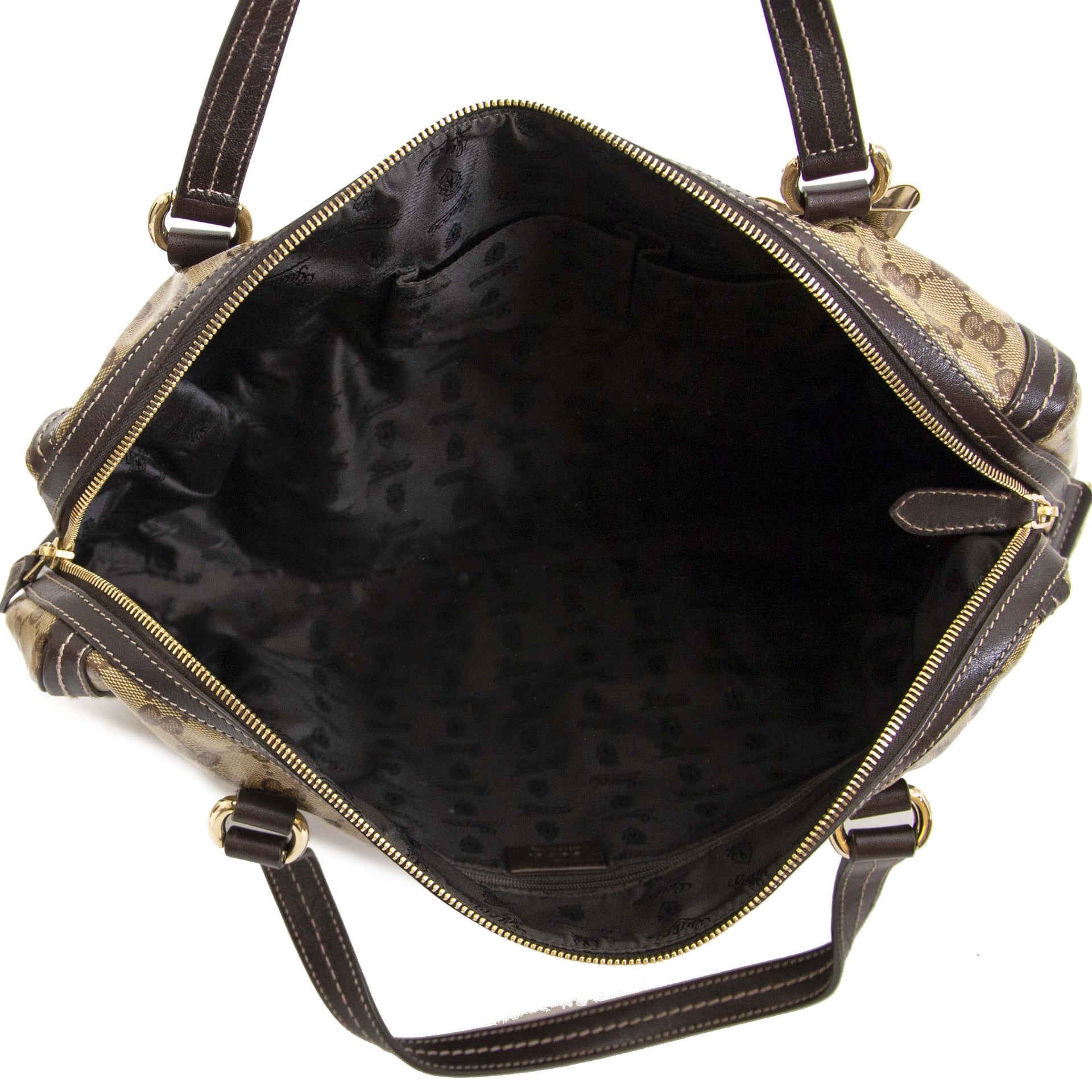 Gucci GG Crystal Medium Duchessa Boston Bag binnenkant tas te koop bij Labellov