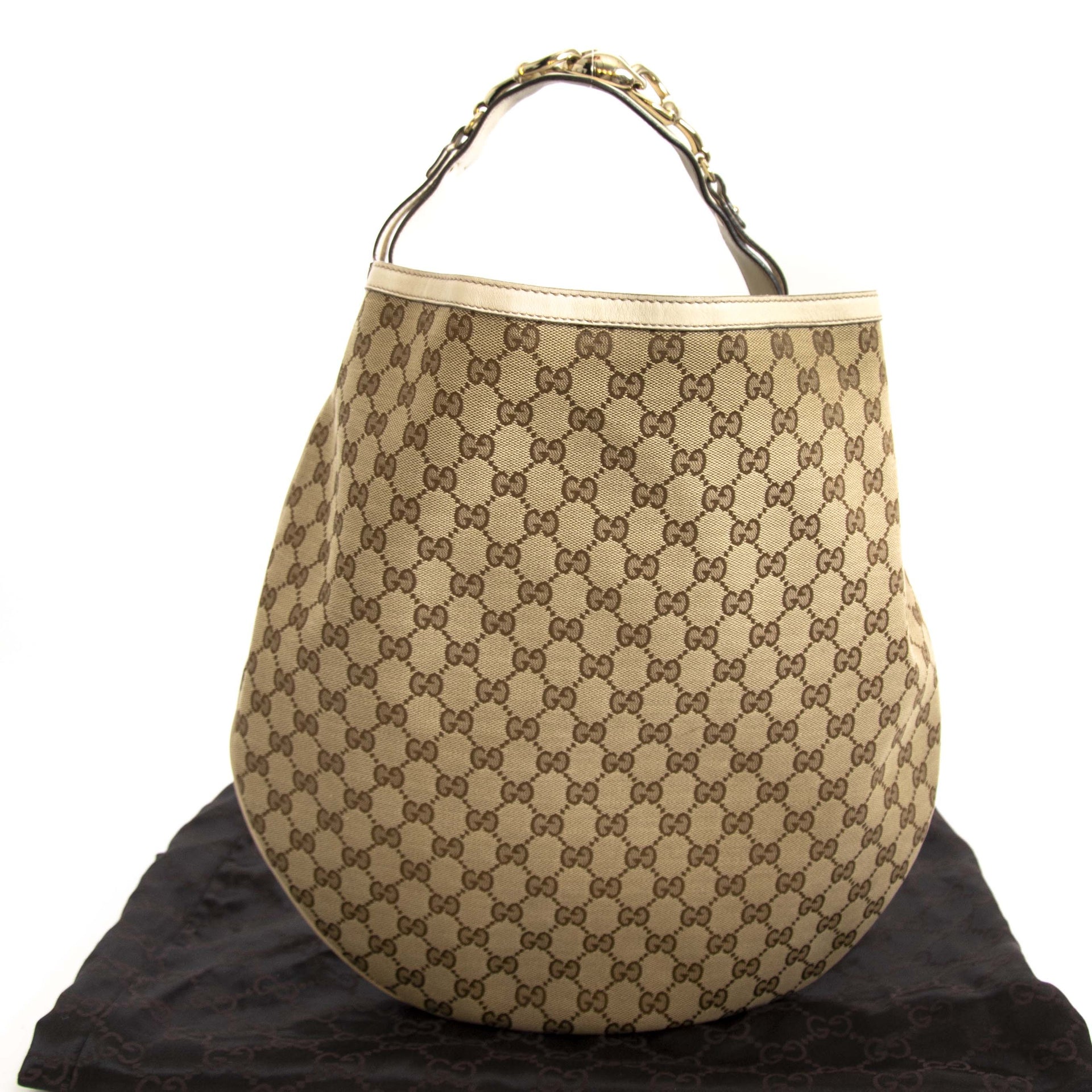 Gucci monogram boho tas tweedehands authentiek vintage juiste prijs veilig online kopen Labellov webshop Antwerpen