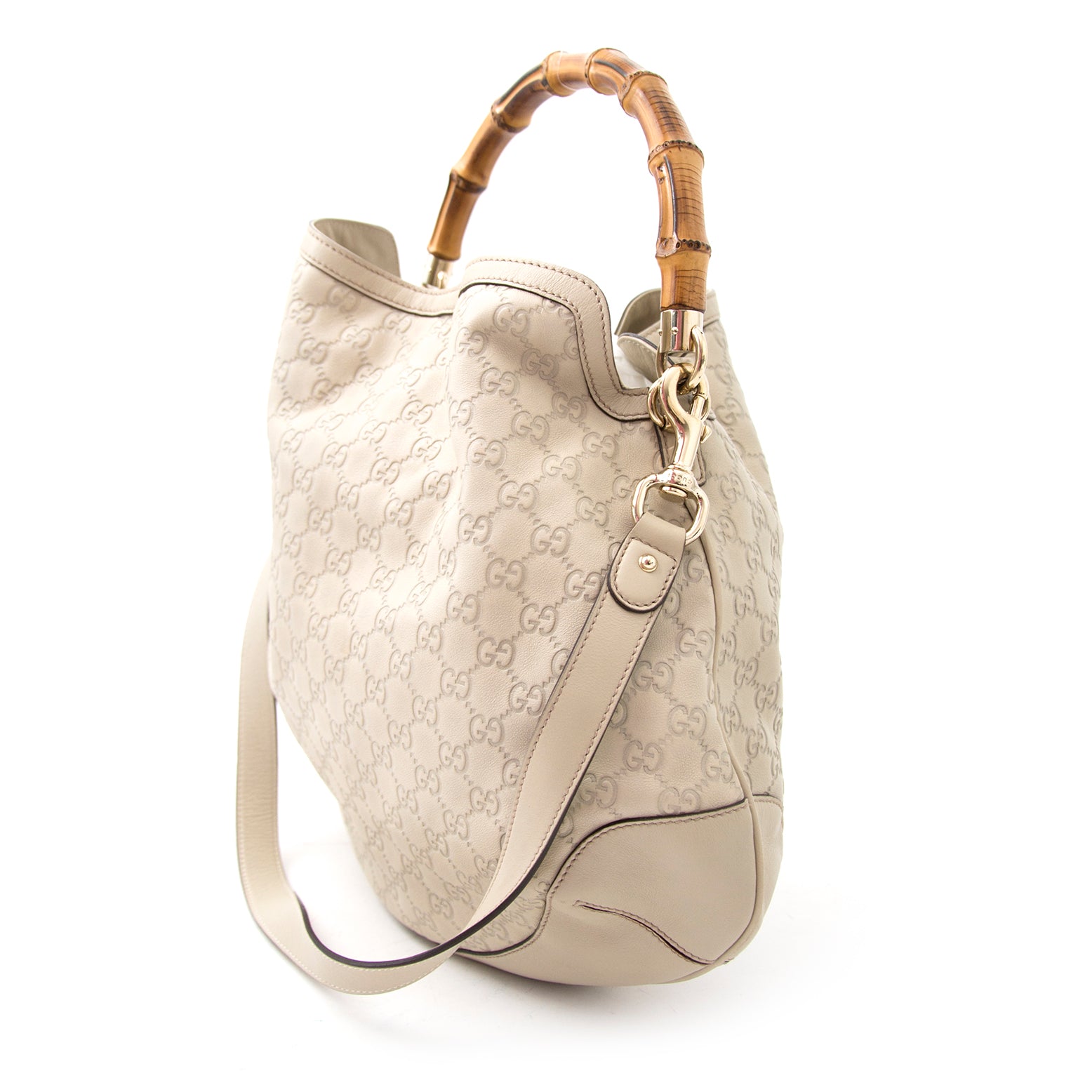 Shop safe online aan de beste prijs Gucci Beige Bamboo Guccissima Leather Bag