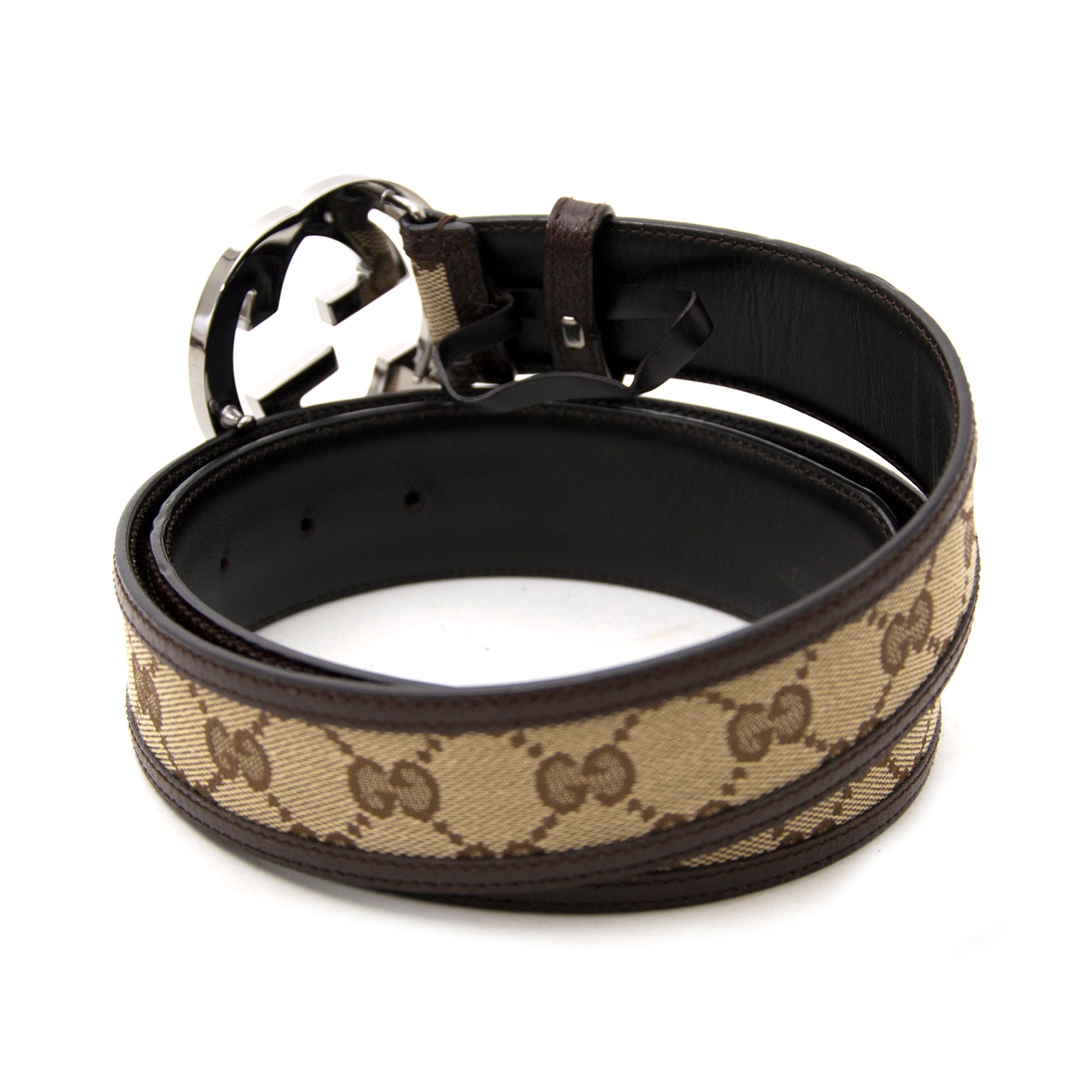 Gucci Brown Fabric Monogram Belt