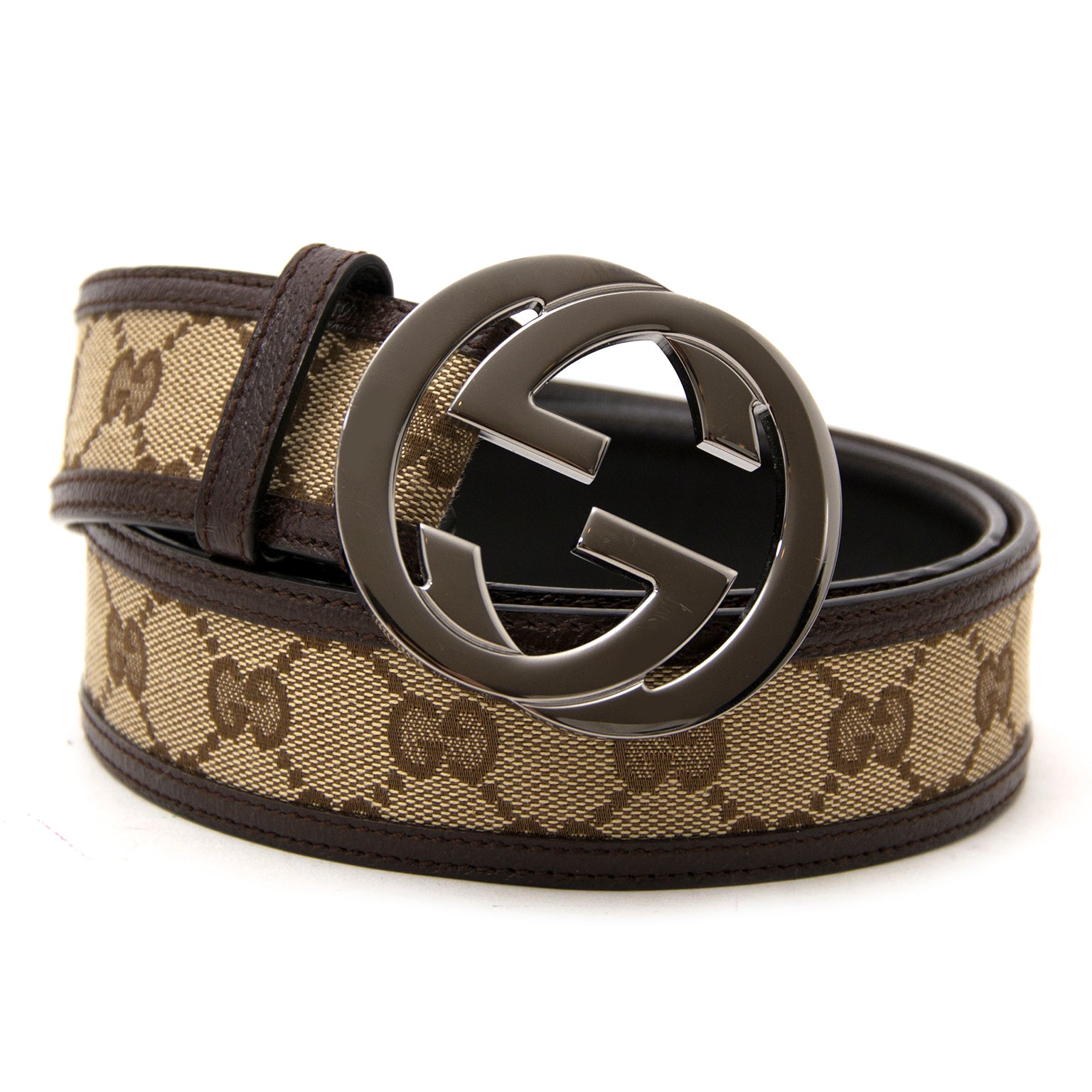 Gucci Brown Fabric Monogram Belt