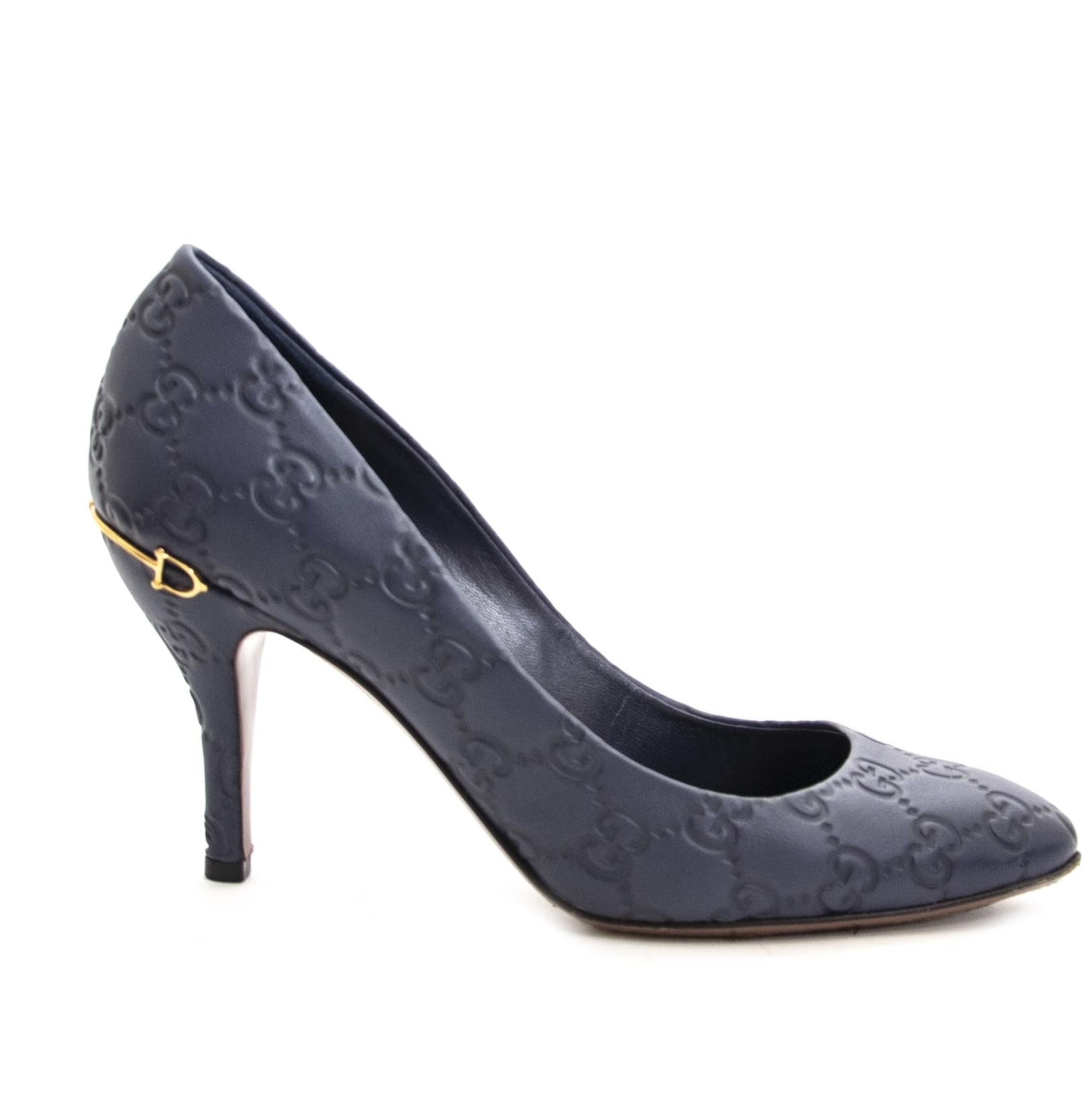 Gucci Navy Monogram Pumps for the best price at Labellov